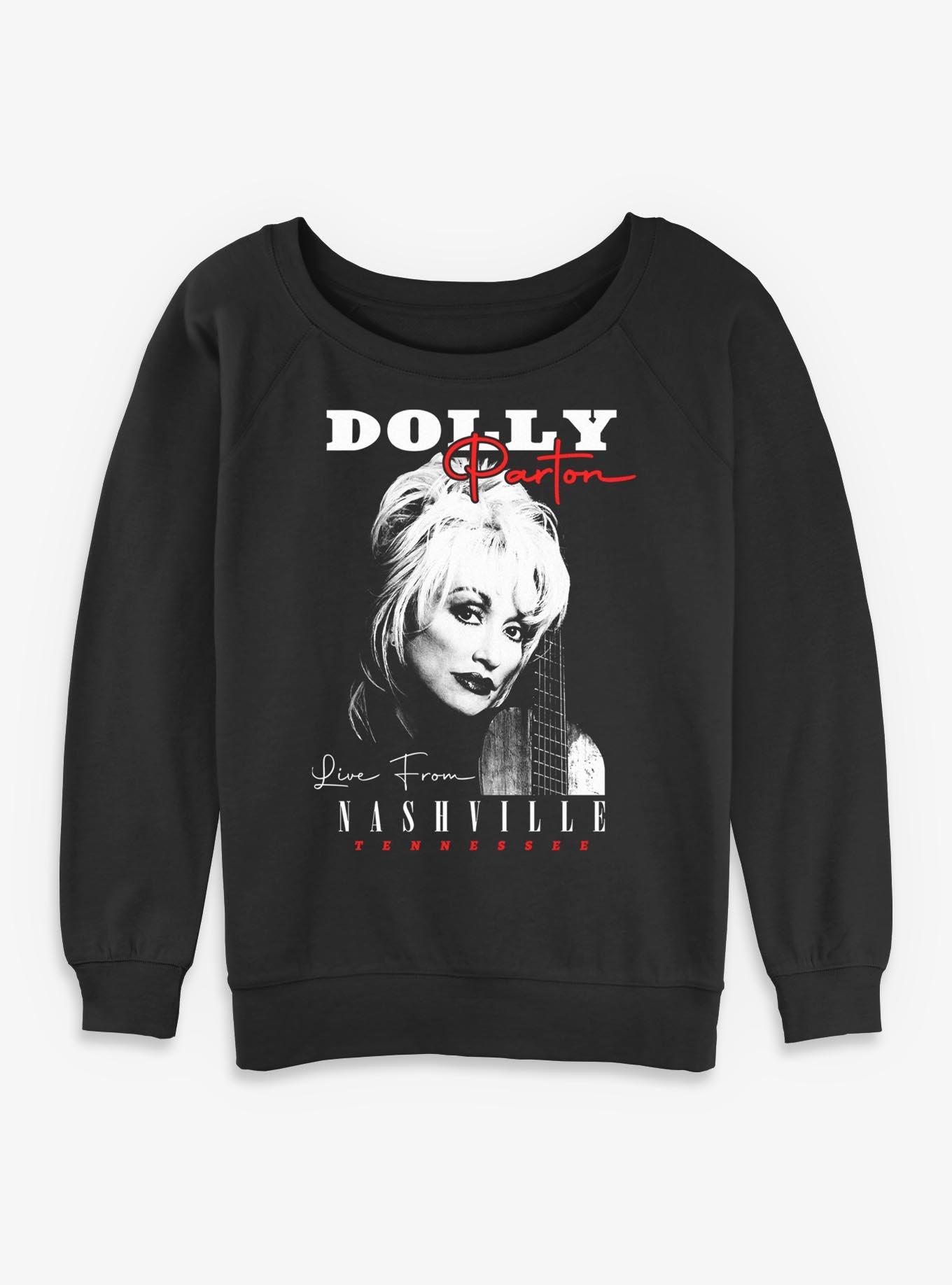 Dolly Parton Live From Nashville Womens Slouchy Sweatshirt, BLACK, hi-res view 1
