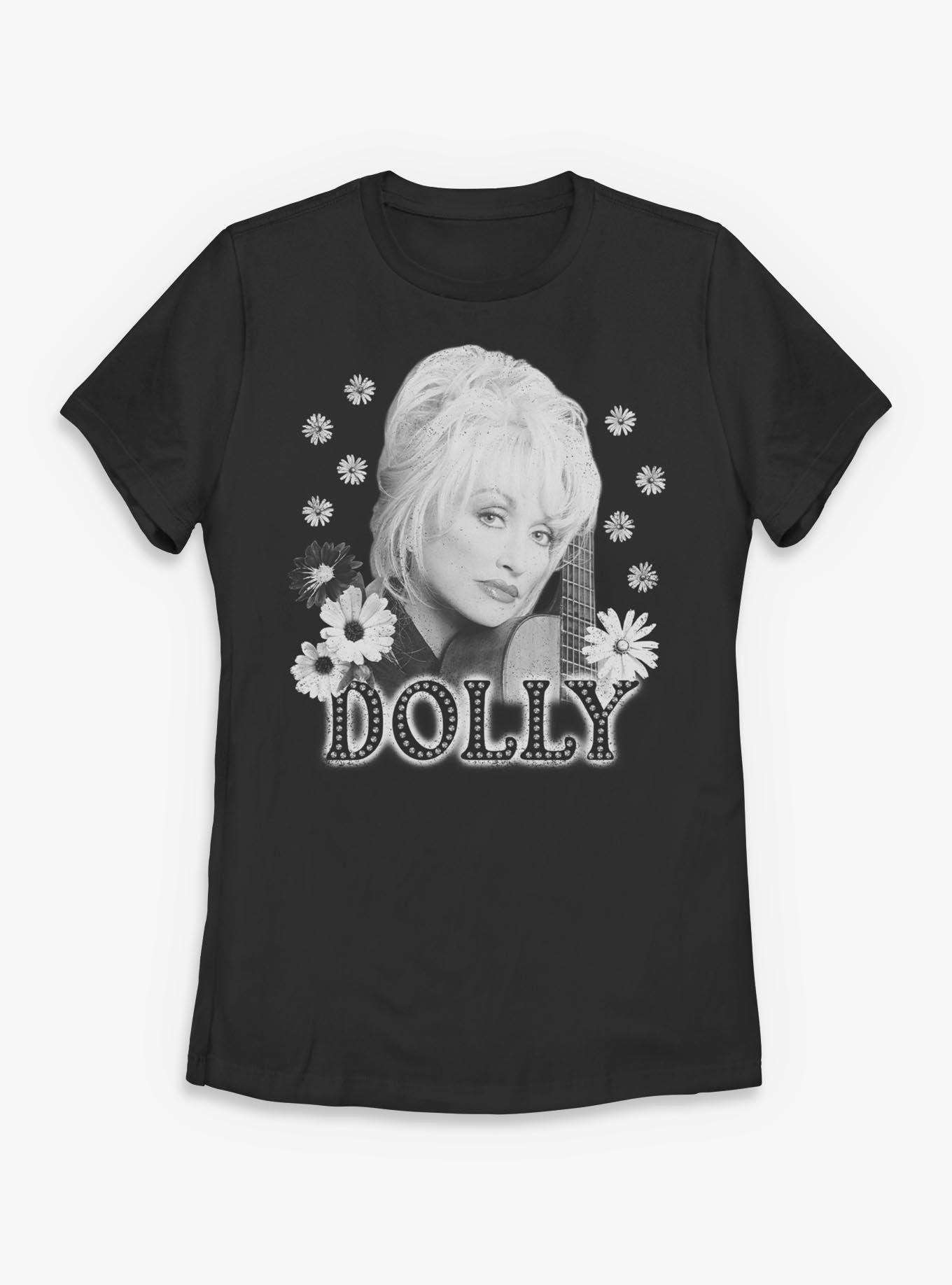 Dolly Parton Flowers Womens T-Shirt, BLACK, hi-res view 1