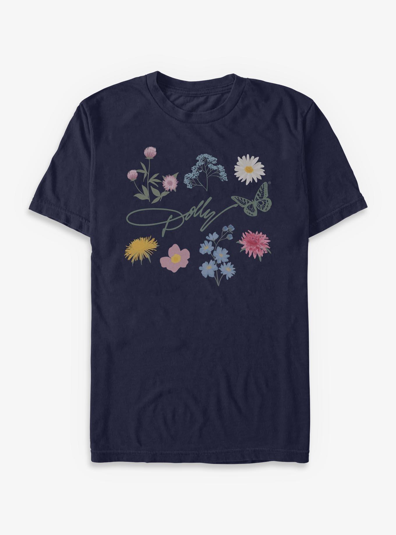 Dolly Parton Floral Signature T-Shirt, NAVY, hi-res view 1