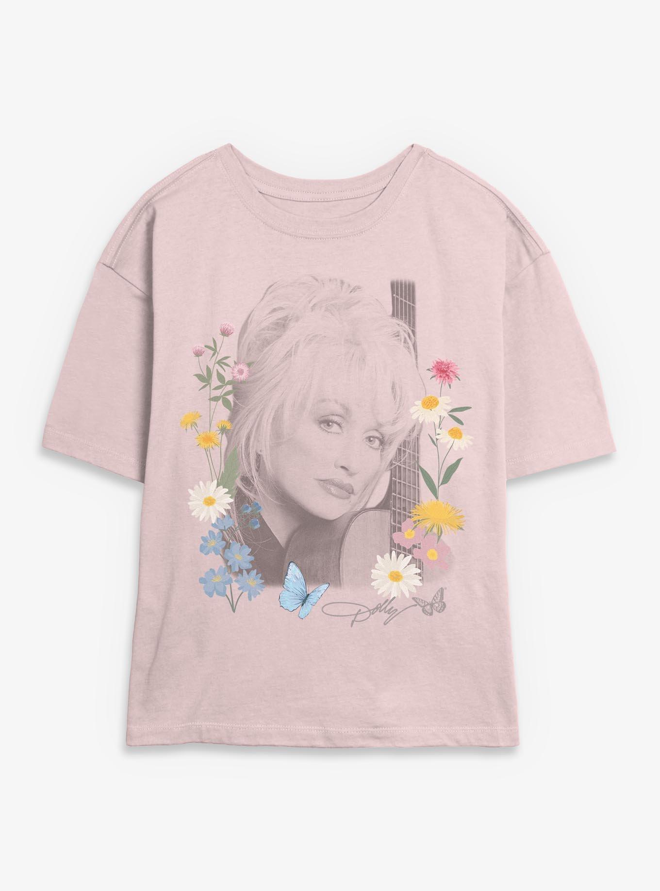 Dolly Parton Wildflowers Photo Womens Skimmer T-Shirt, PINK, hi-res view 1