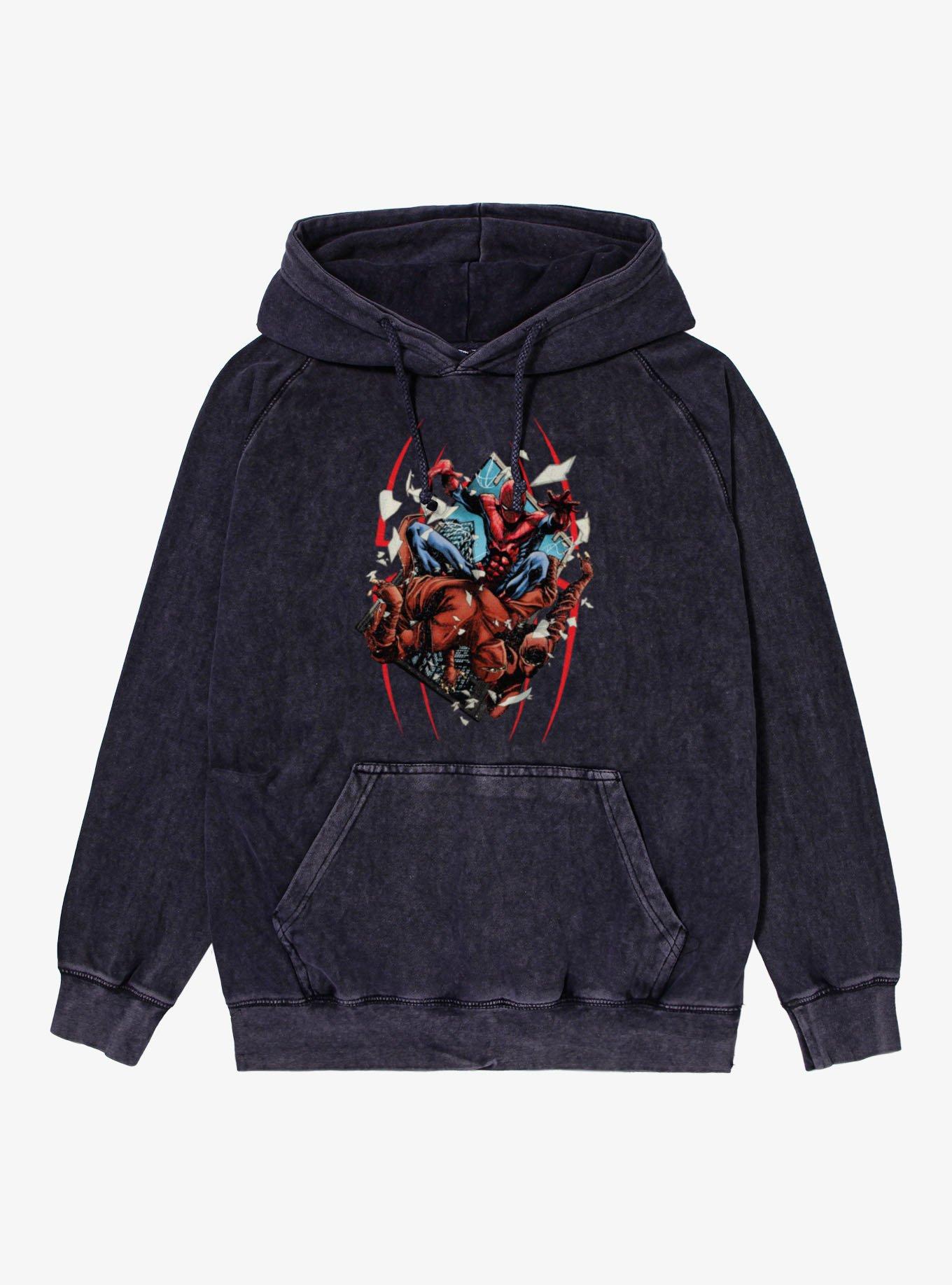 Marvel Spider-Man Hand Through Window Mineral Wash Hoodie, , hi-res