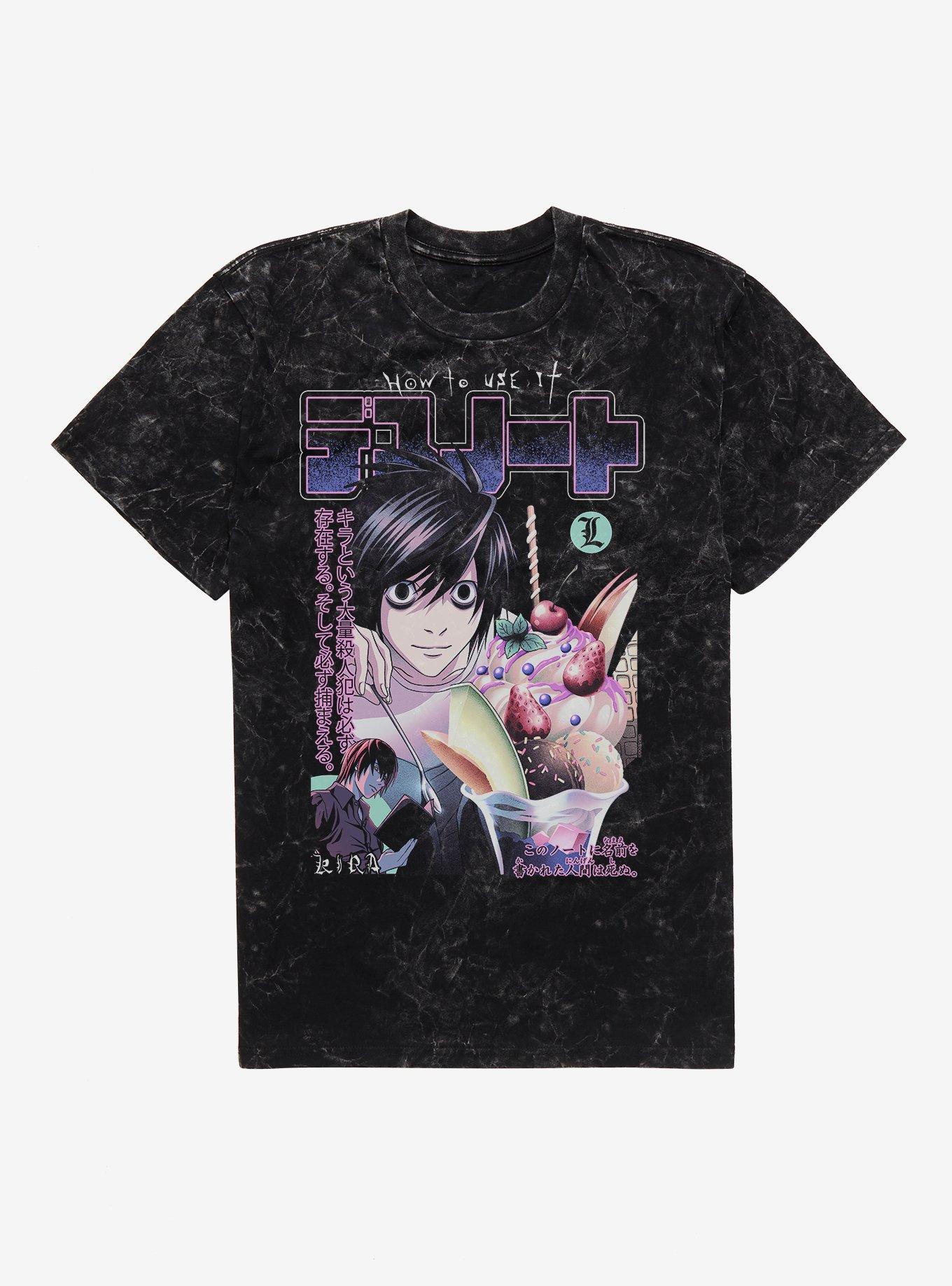 Death Note L Dessert How To Use It Mineral Wash T-Shirt Hot Topic Exclusive, , hi-res