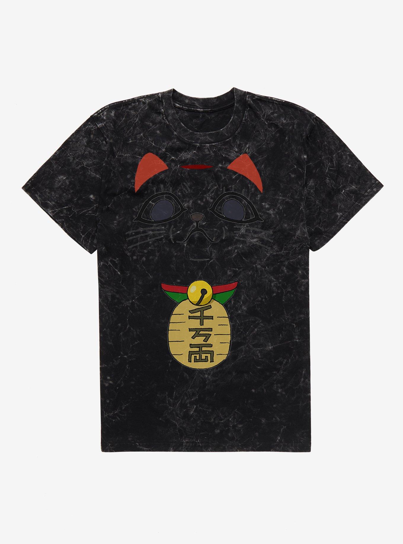 Dandadan Turbo Granny Cat Big Face Mineral Wash T-Shirt BoxLunch Exclusive, BLACK MINERAL WASH, hi-res view 1