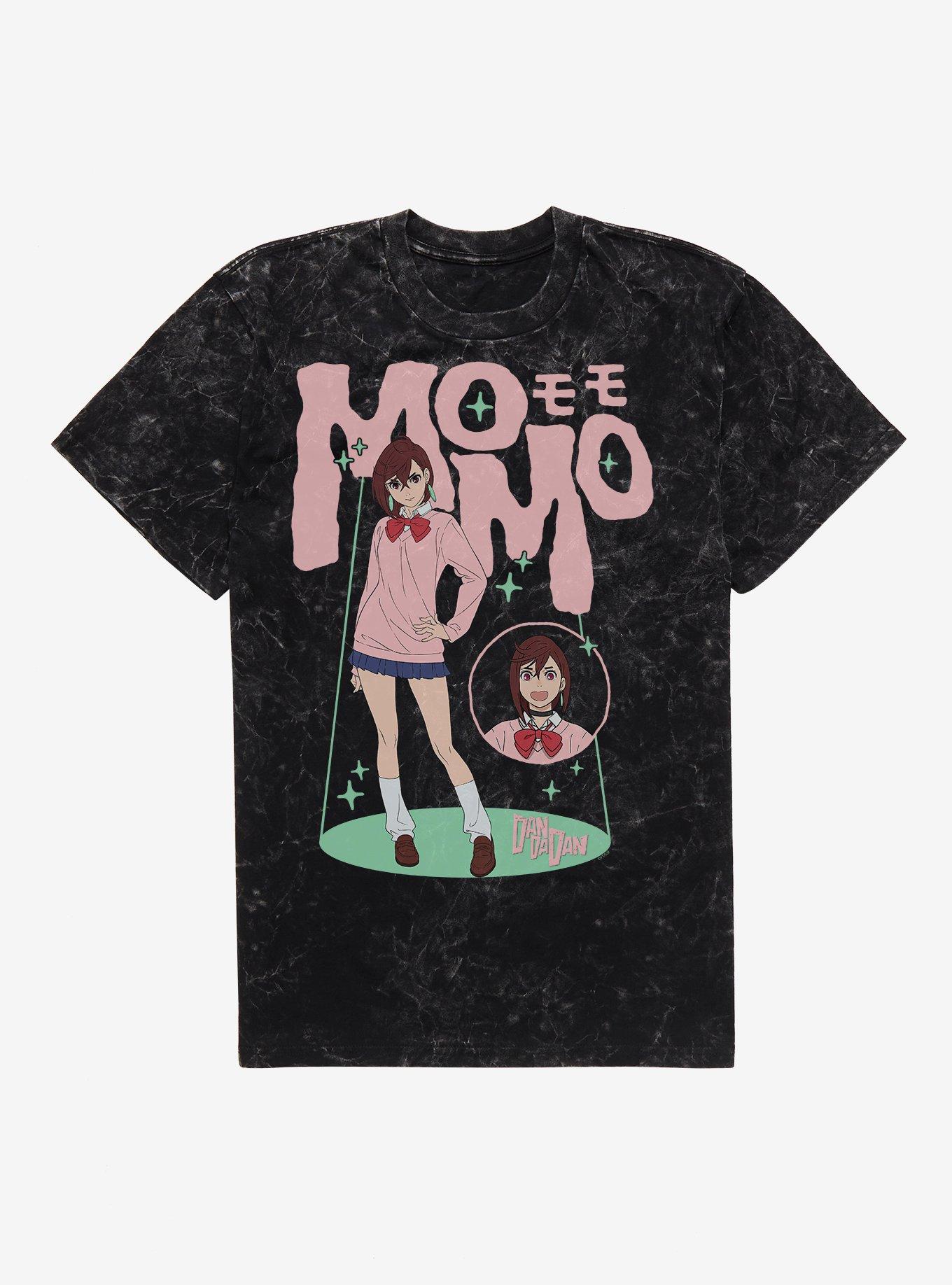 Dandadan Momo Spotlight Mineral Wash T-Shirt BoxLunch Exclusive, BLACK MINERAL WASH, hi-res view 1