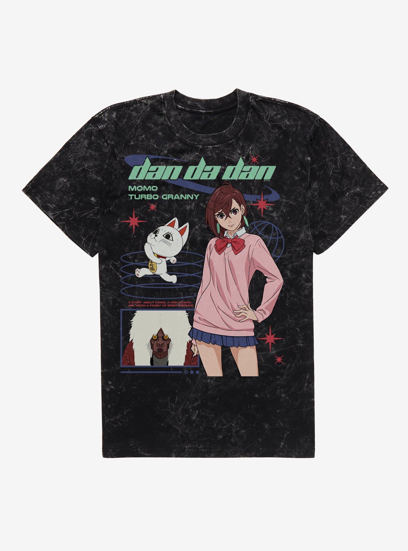 Dandadan Momo & Turbo Granny Y2K Mineral Wash T-Shirt BoxLunch Exclusive, BLACK MINERAL WASH, hi-res view 1