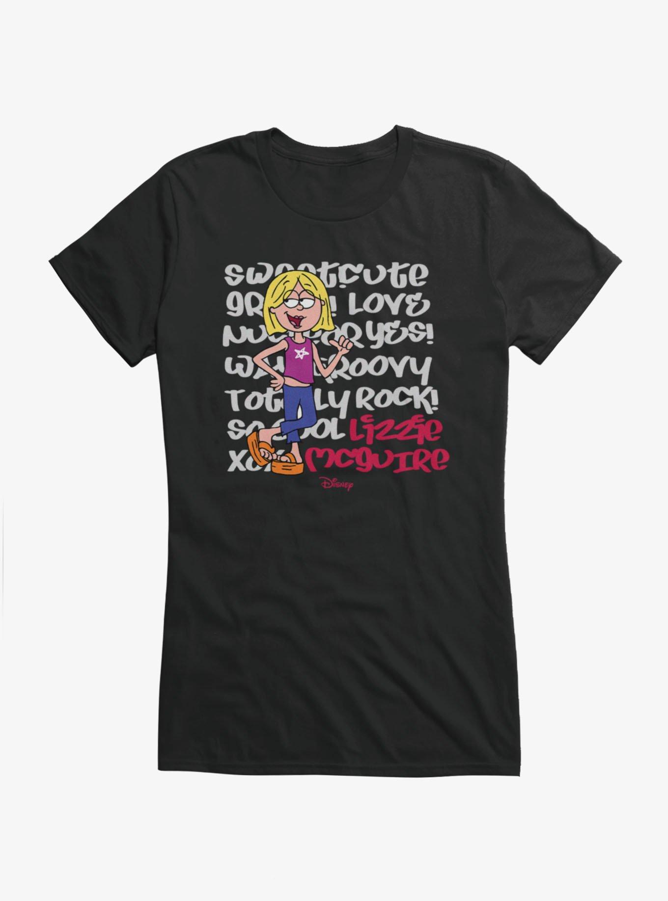 Disney Lizzie Mcguire Sweet Cute Love Text Backdrop Girls T-Shirt