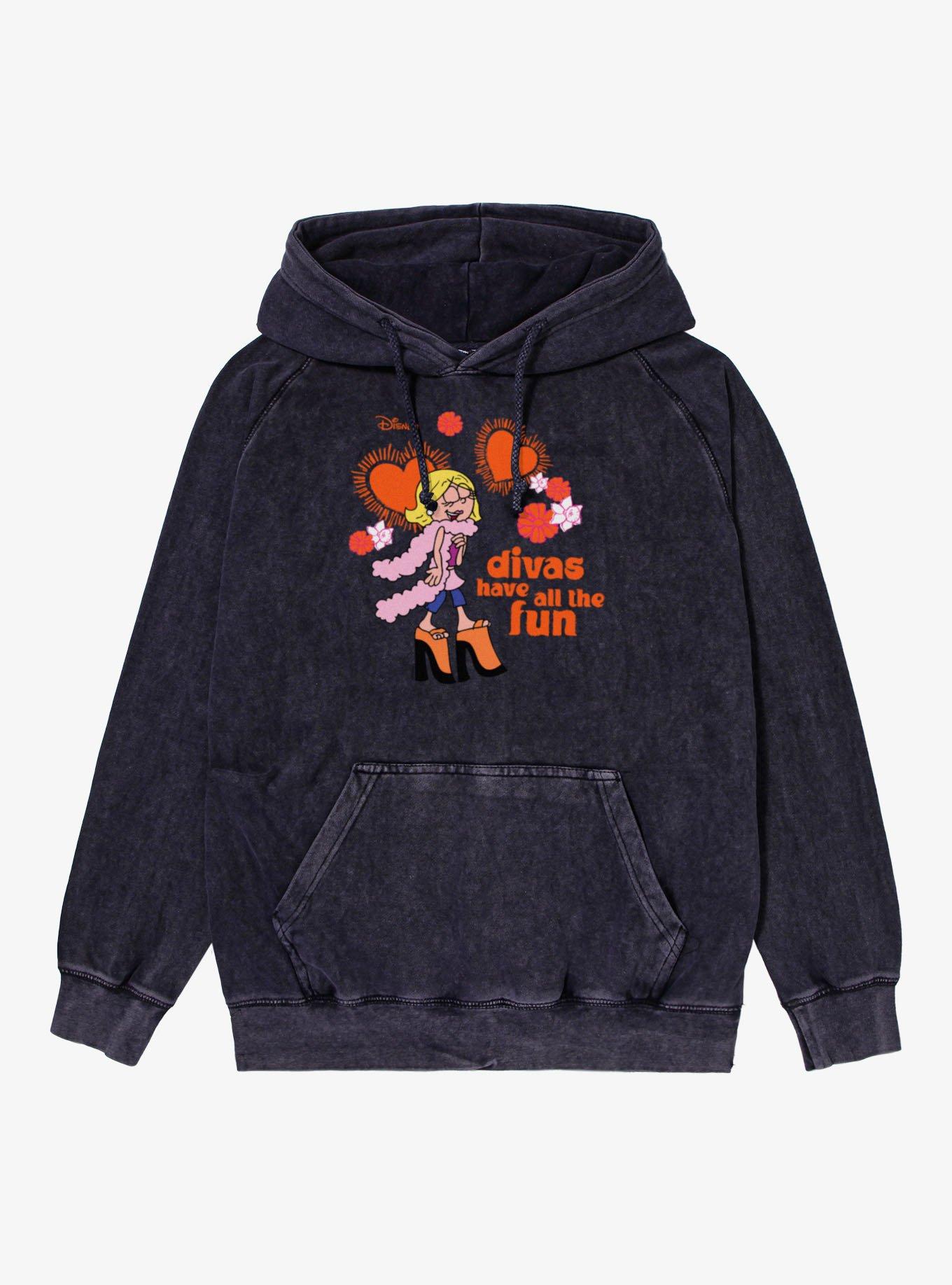 Disney Lizzie Mcguire Divas Have All The Fun Strut In High Heels Mineral Wash Hoodie, , hi-res