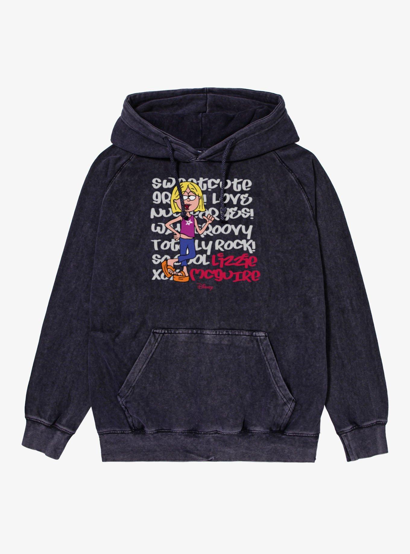 Disney Lizzie Mcguire Sweet Cute Love Text Backdrop Mineral Wash Hoodie, , hi-res