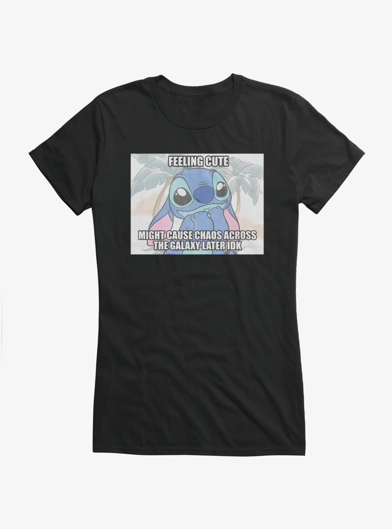 Disney Lilo & Stitch Feel Cute Might Cause Chaos Meme Girls T-Shirt, , hi-res