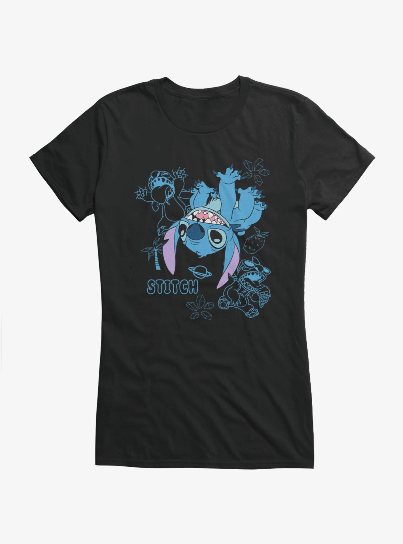 Disney Lilo & Stitch Outlined Fun Girls T-Shirt, BLACK, hi-res view 1