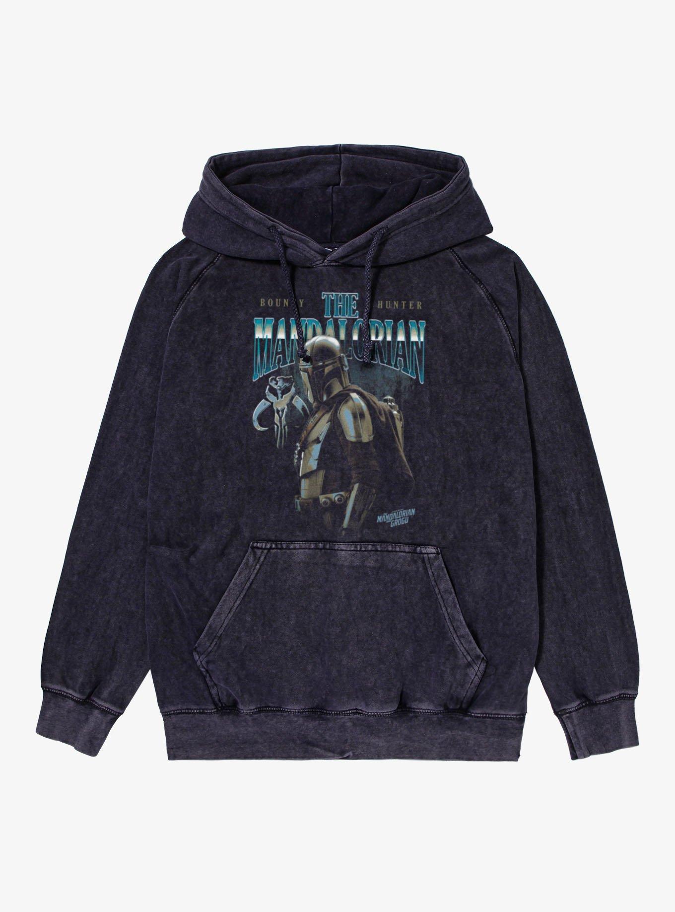 Star Wars The Mandalorian And Grogu Movie Bounty Hunter Grunge Mineral Wash Hoodie, , hi-res