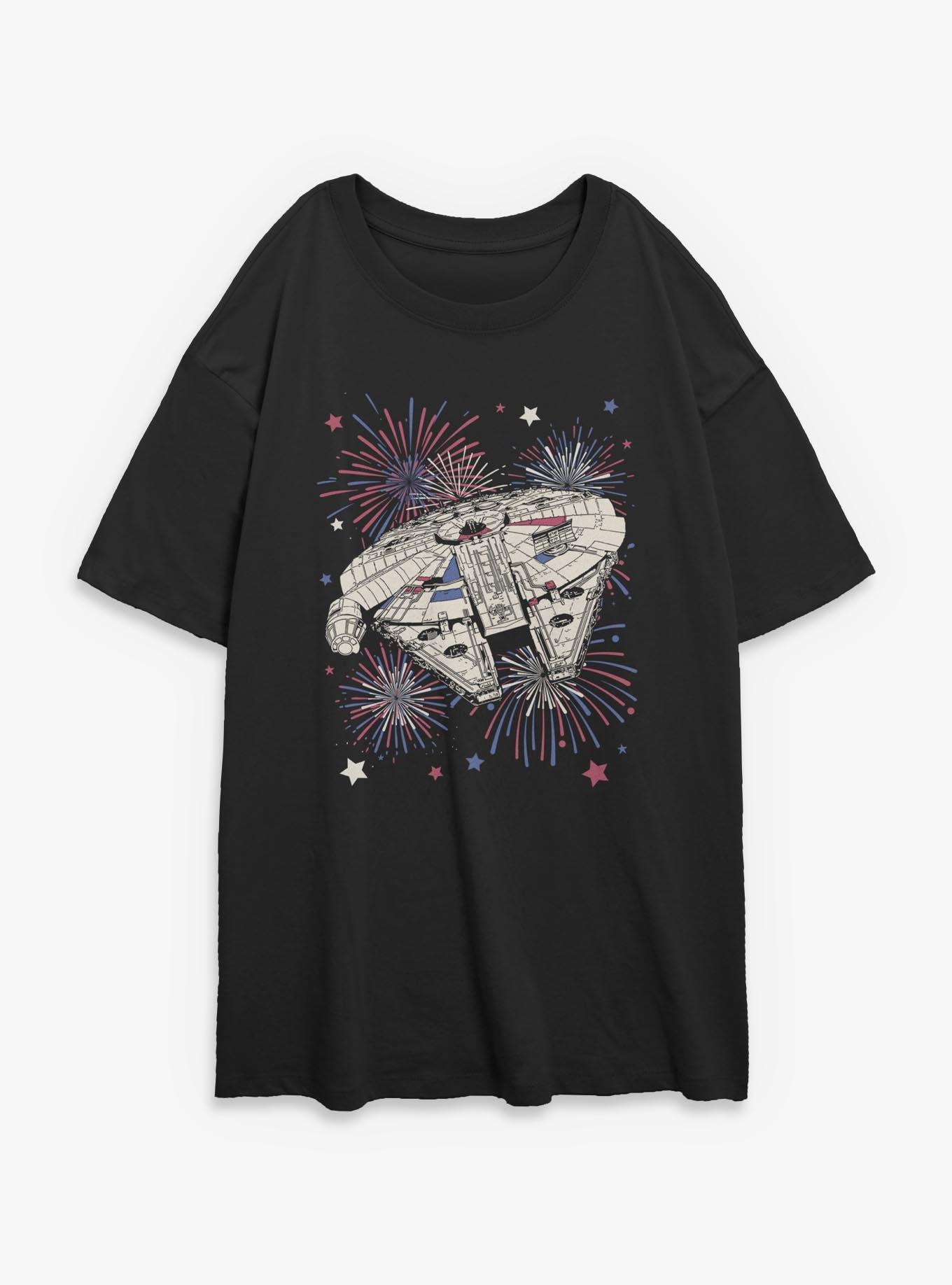 Star Wars Millennium Falcon Fireworks Festive Womens Oversized T-Shirt