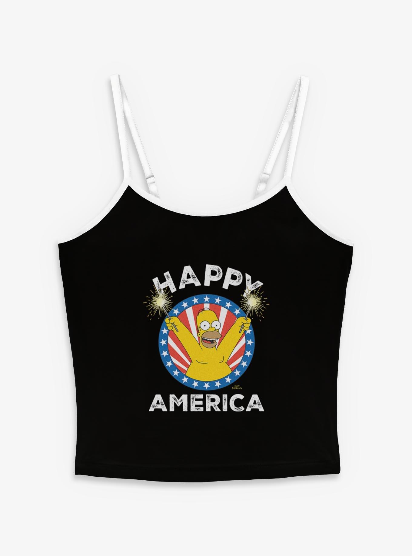 The Simpsons Happy America Homer Womens Cami, , hi-res