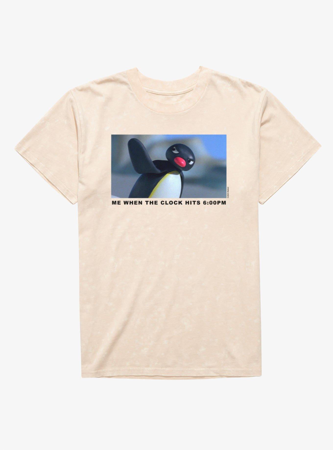 Pingu Angry Me When Clock Hits 6pm Mineral Wash T-Shirt, NATURAL MINERAL WASH, hi-res view 1