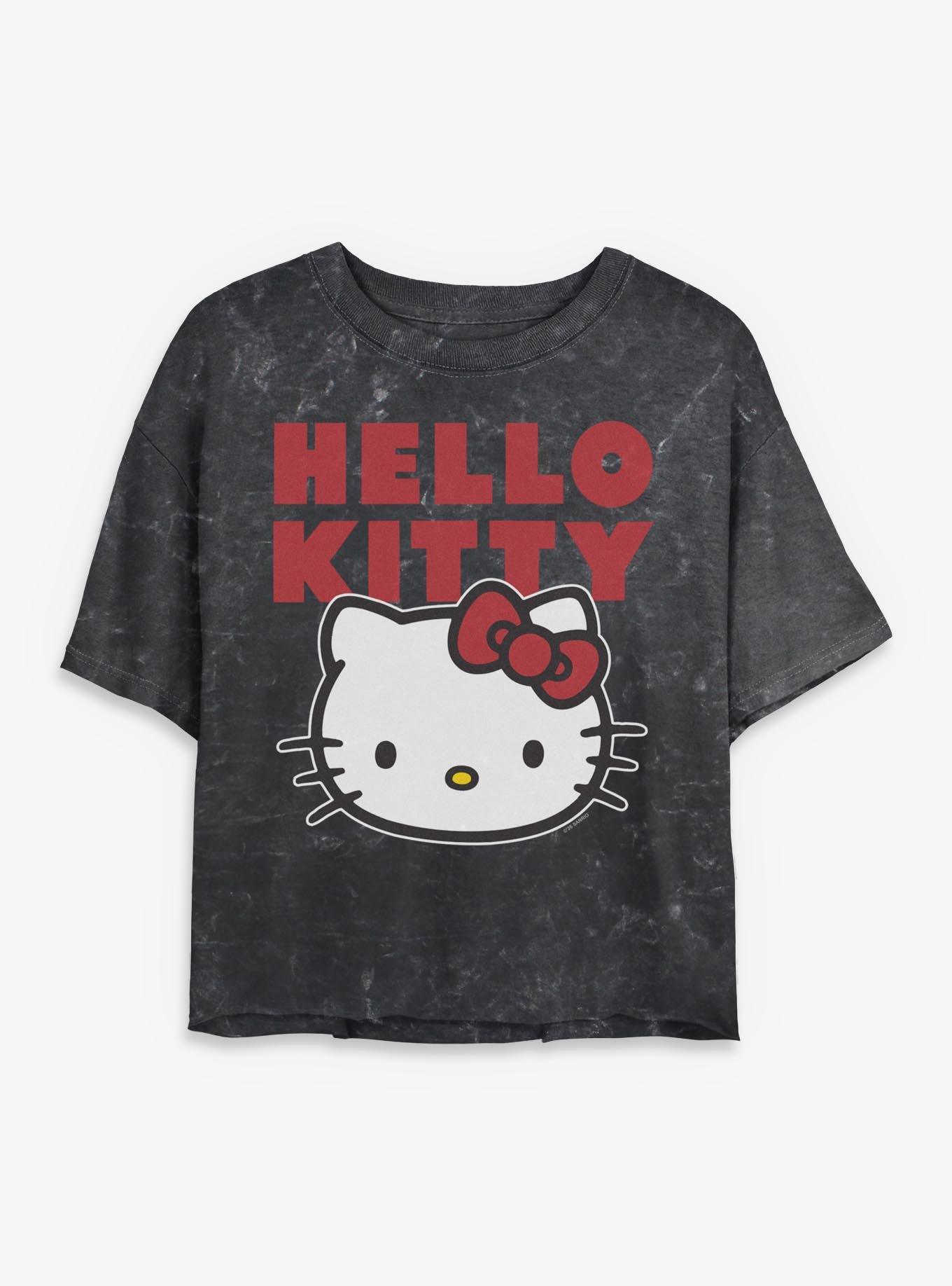 Sanrio Hello Kitty Block Hello Kitty Mineral Wash Womens Crop T-Shirt, , hi-res