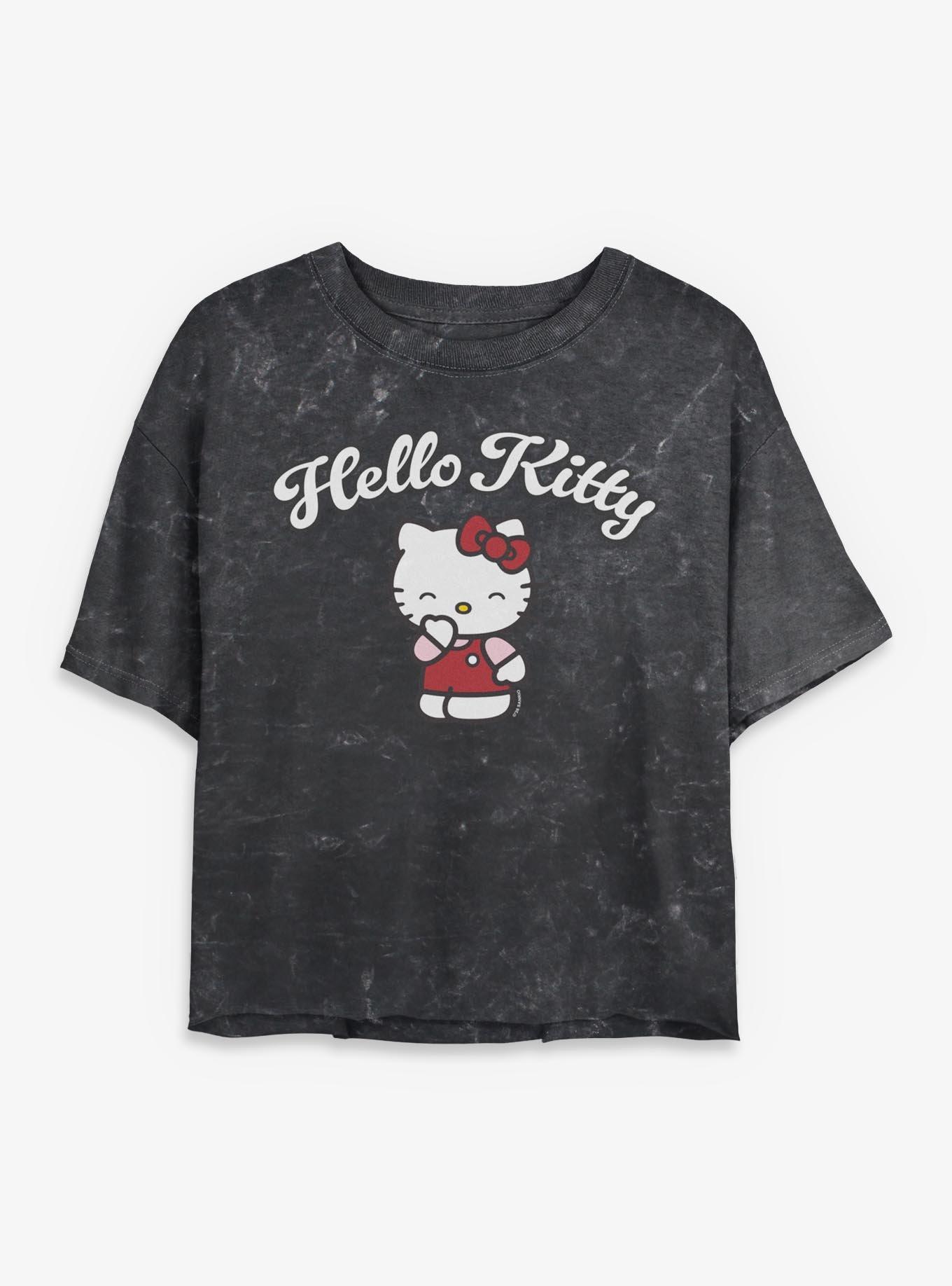 Sanrio Hello Kitty Laugh Kitty Mineral Wash Womens Crop T-Shirt, , hi-res