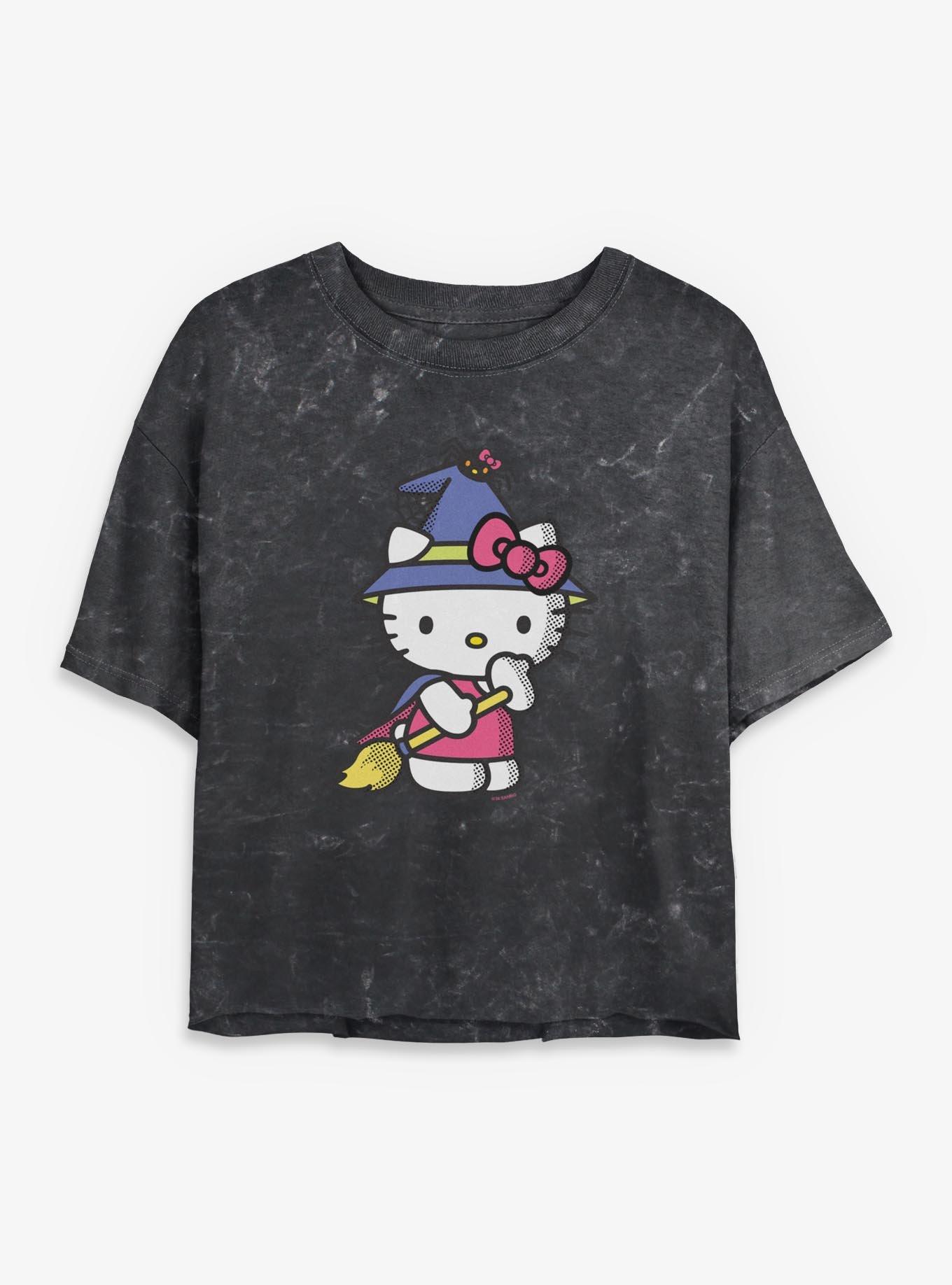 Sanrio Hello Kitty Witch Mineral Wash Womens Crop T-Shirt
