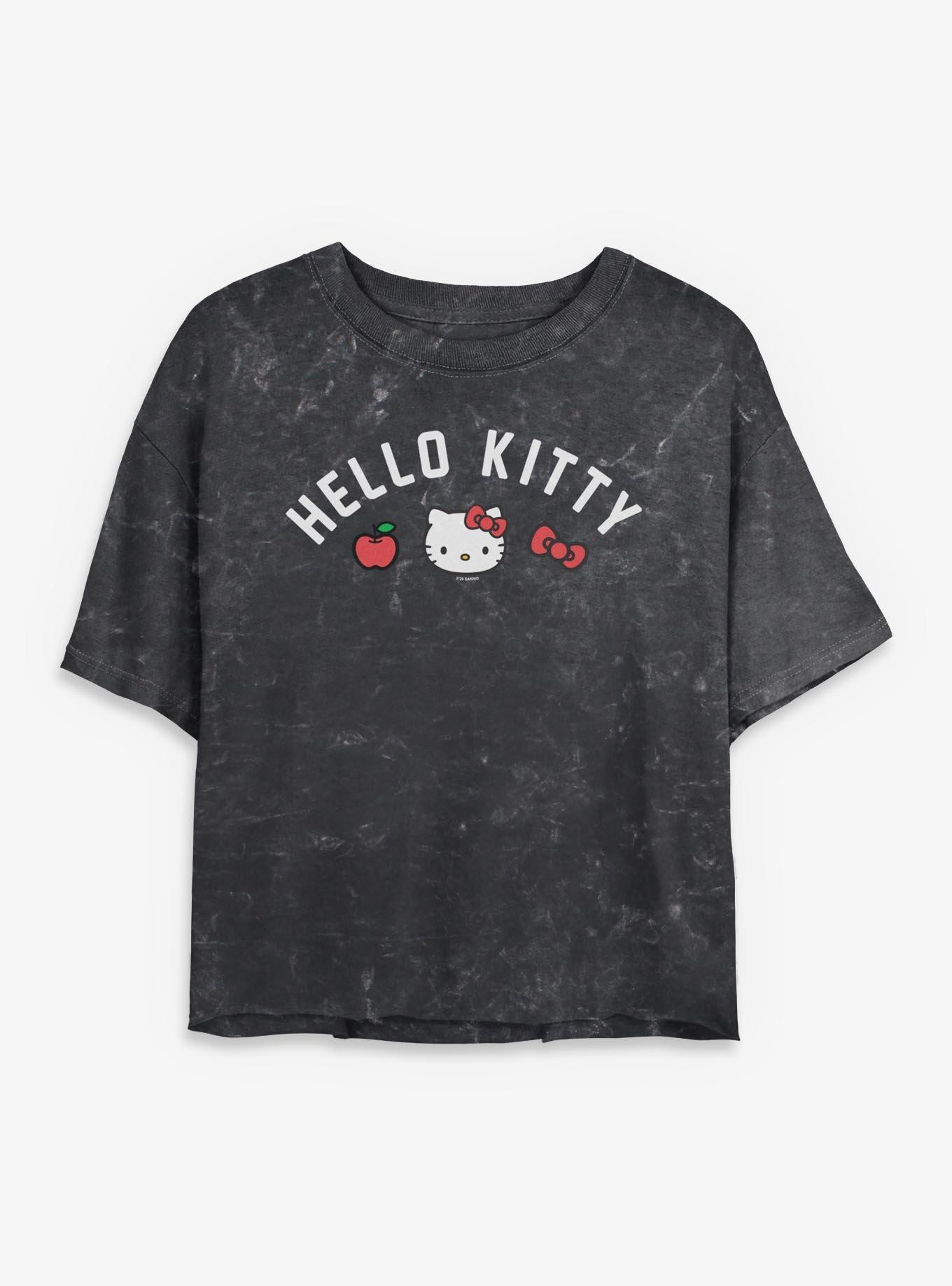 Sanrio Hello Kitty Arch Icons Mineral Wash Womens Crop T-Shirt, , hi-res