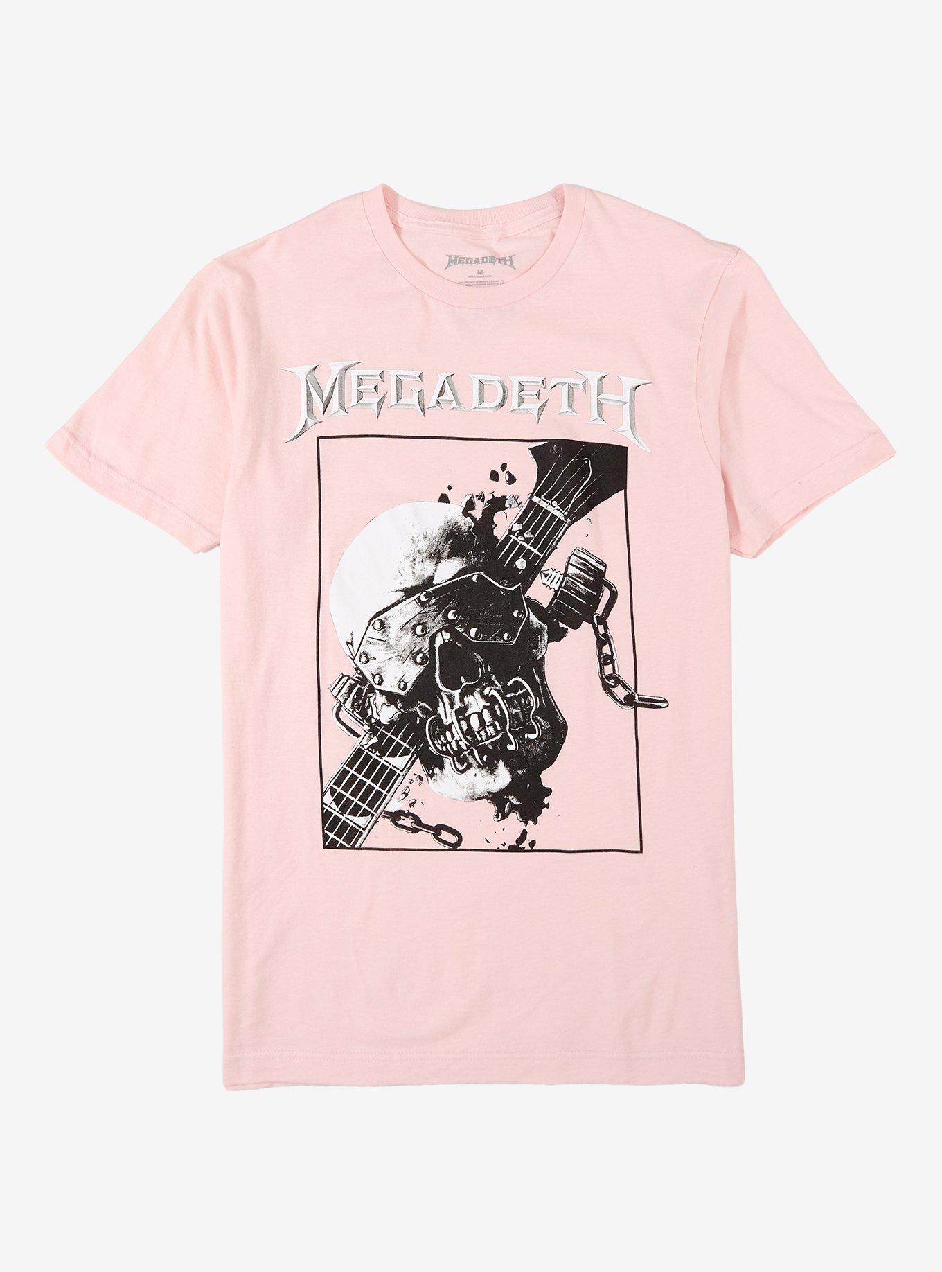 Megadeth Guitar Skull Pink T-Shirt