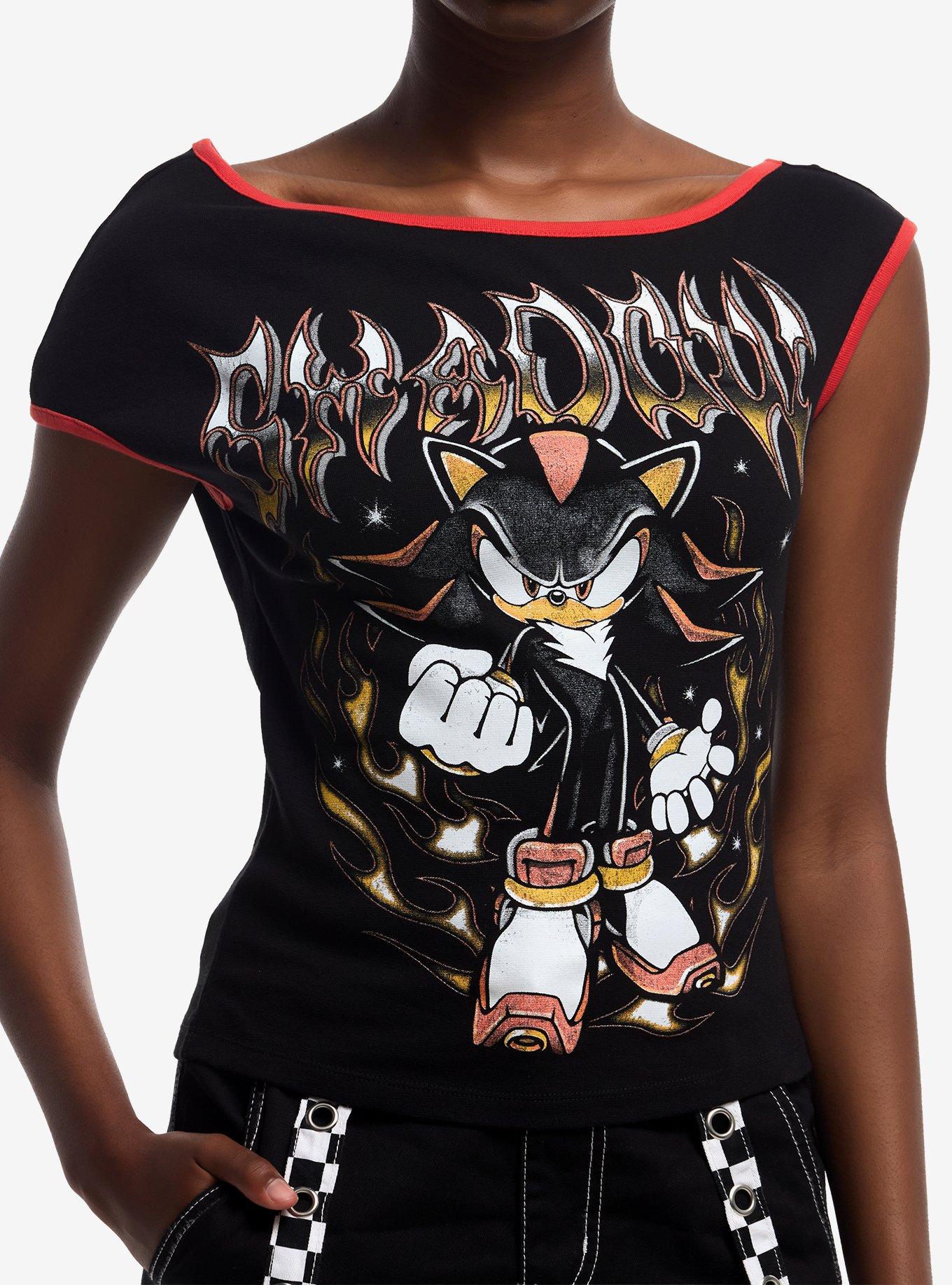 Sonic The Hedgehog Shadow Graffiti Girls Off-Shoulder Top