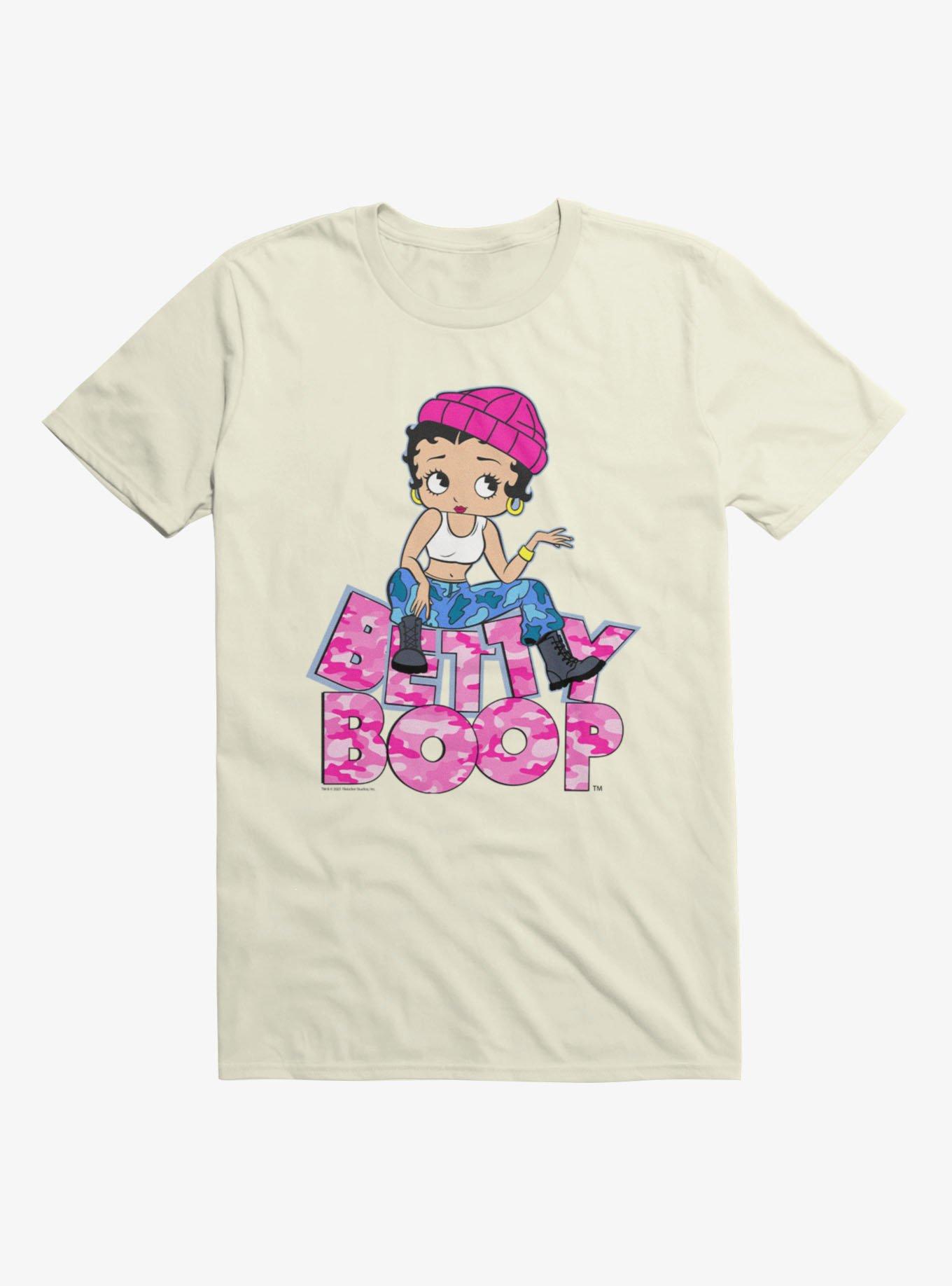 Betty Boop Pink Camo And Boots T-Shirt, , hi-res