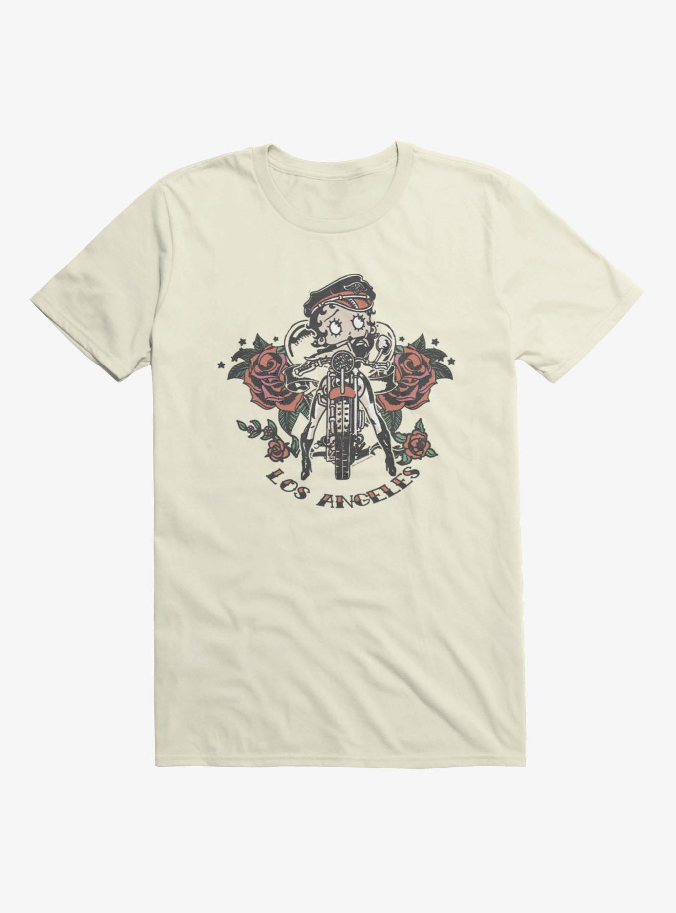 Betty Boop Los Angeles Motorcycle Roses T-Shirt, , hi-res