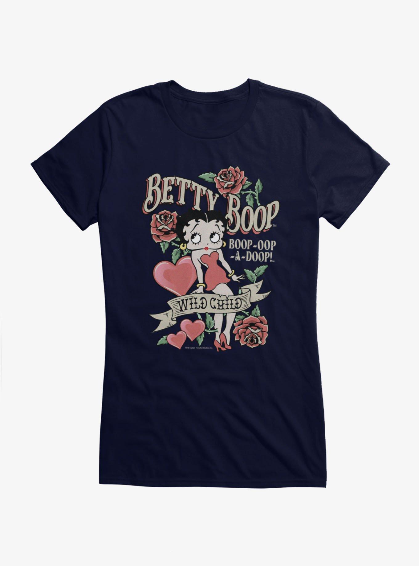 Betty Boop Wild Child Roses And Heart Tattoo Girls T-Shirt, , hi-res