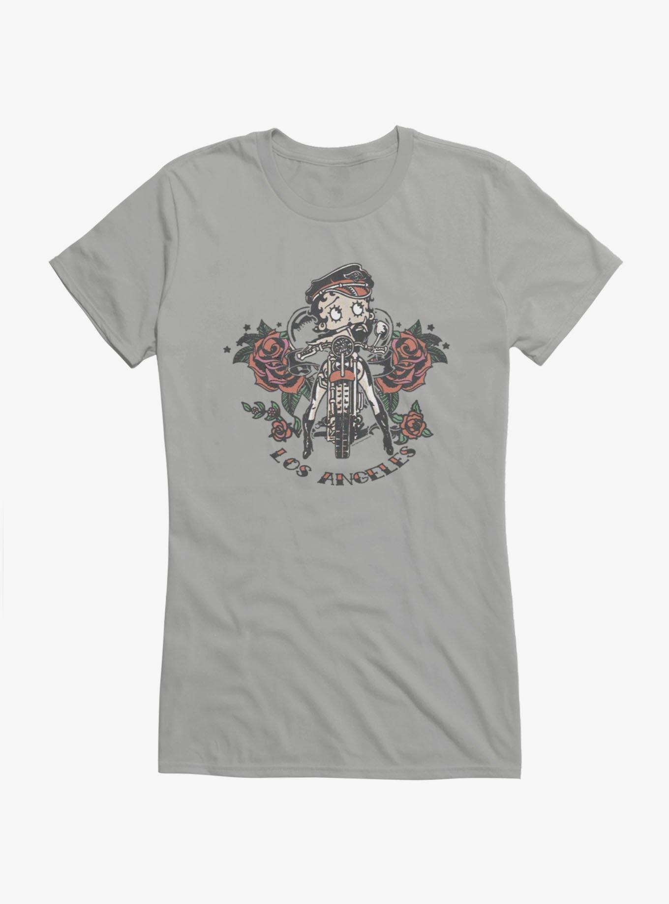 Betty Boop Los Angeles Motorcycle Roses Girls T-Shirt, , hi-res