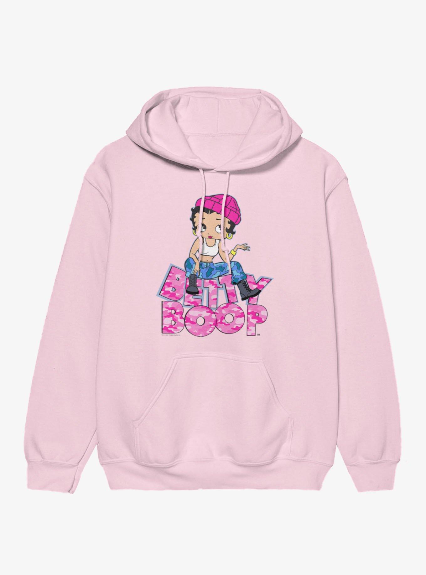 Betty Boop Pink Camo And Boots Hoodie, , hi-res