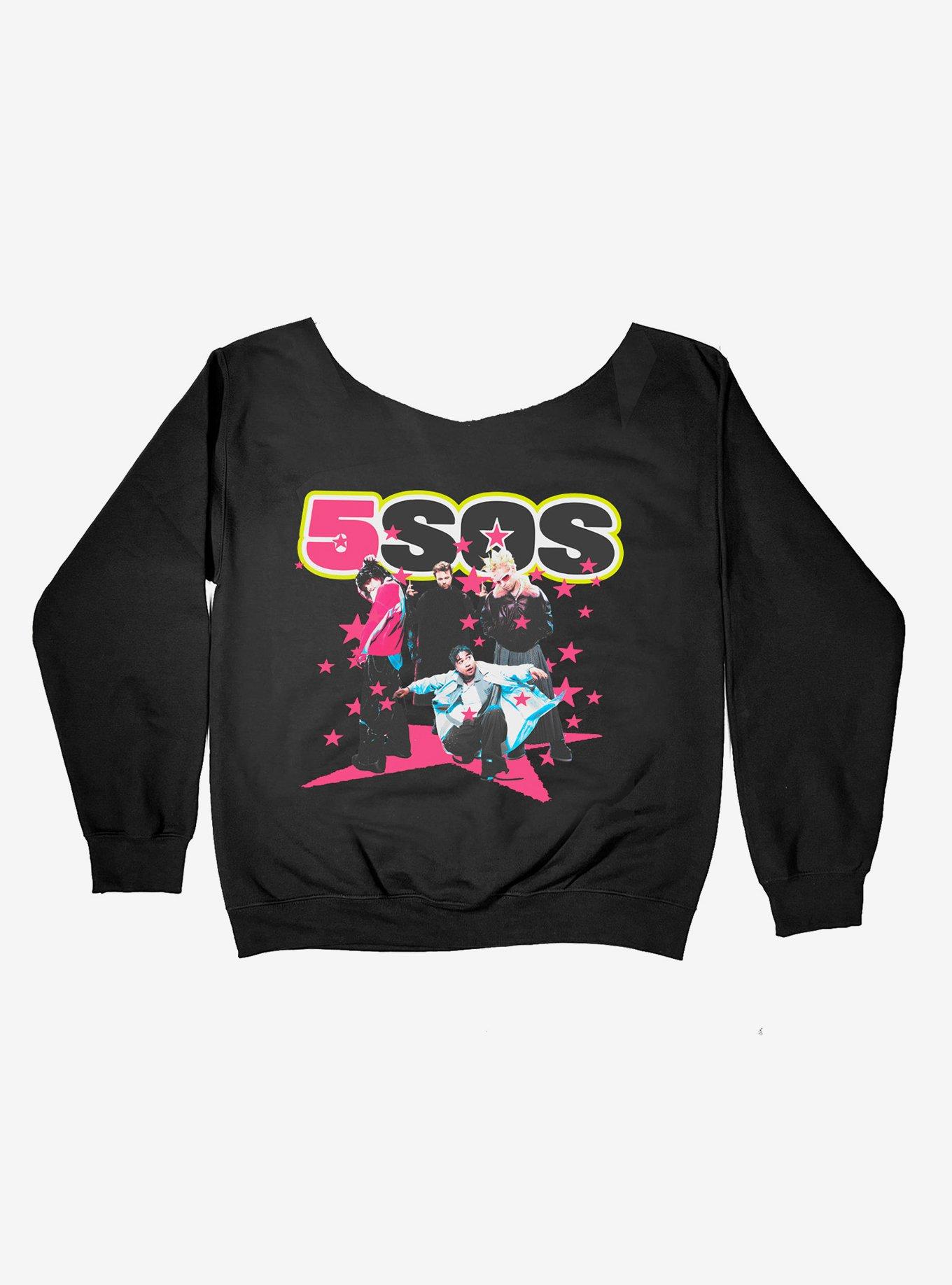 5 Seconds Of Summer Group Stars Off-Shoulder Sweatshirt, , hi-res