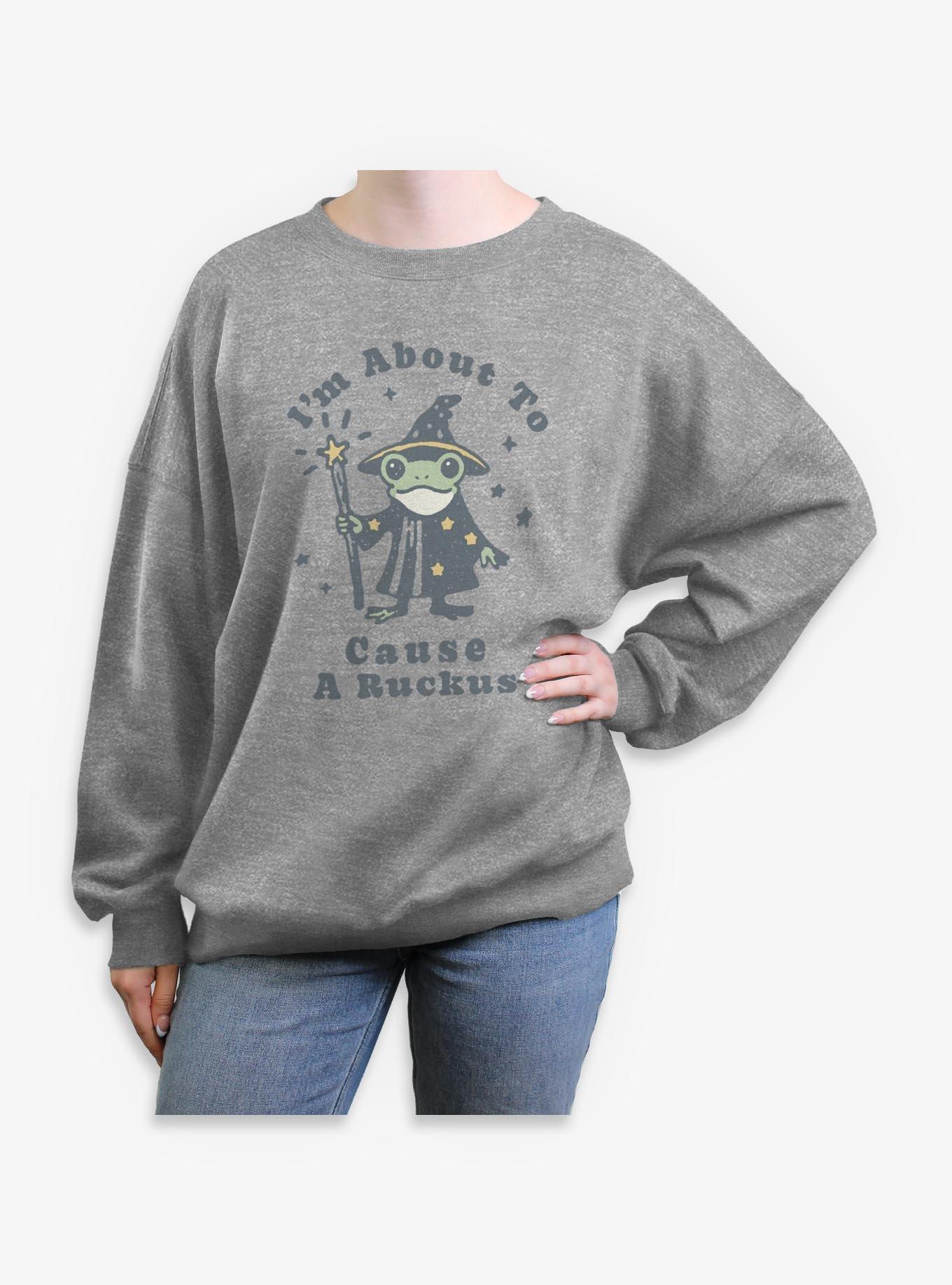 Frog Wizard Cause A Ruckus Womens Oversized Sweatshirt BoxLunch Exclusive, , hi-res