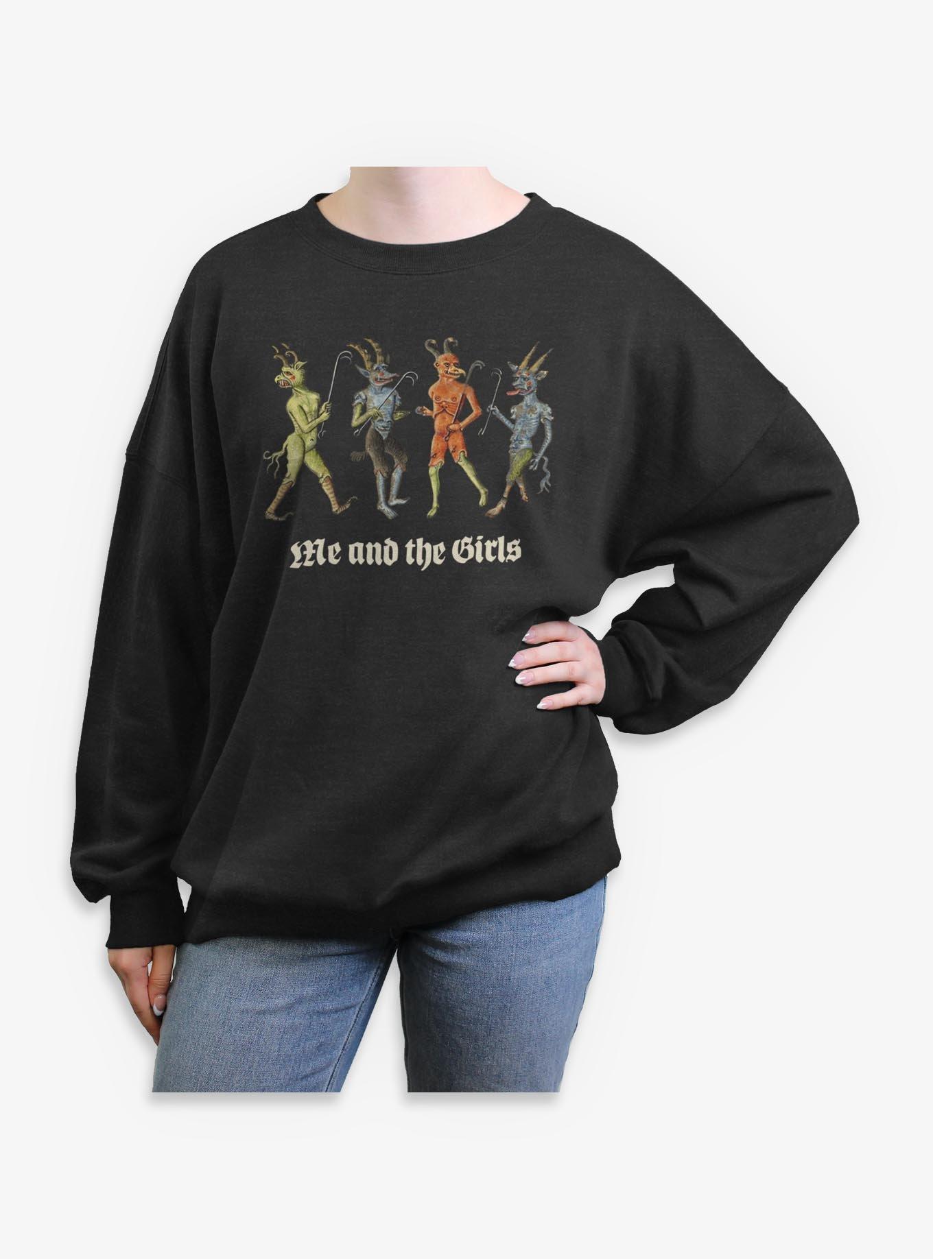 Me And The Girls Demons Womens Oversized Sweatshirt BoxLunch Exclusive, CHAR HTR, hi-res view 1