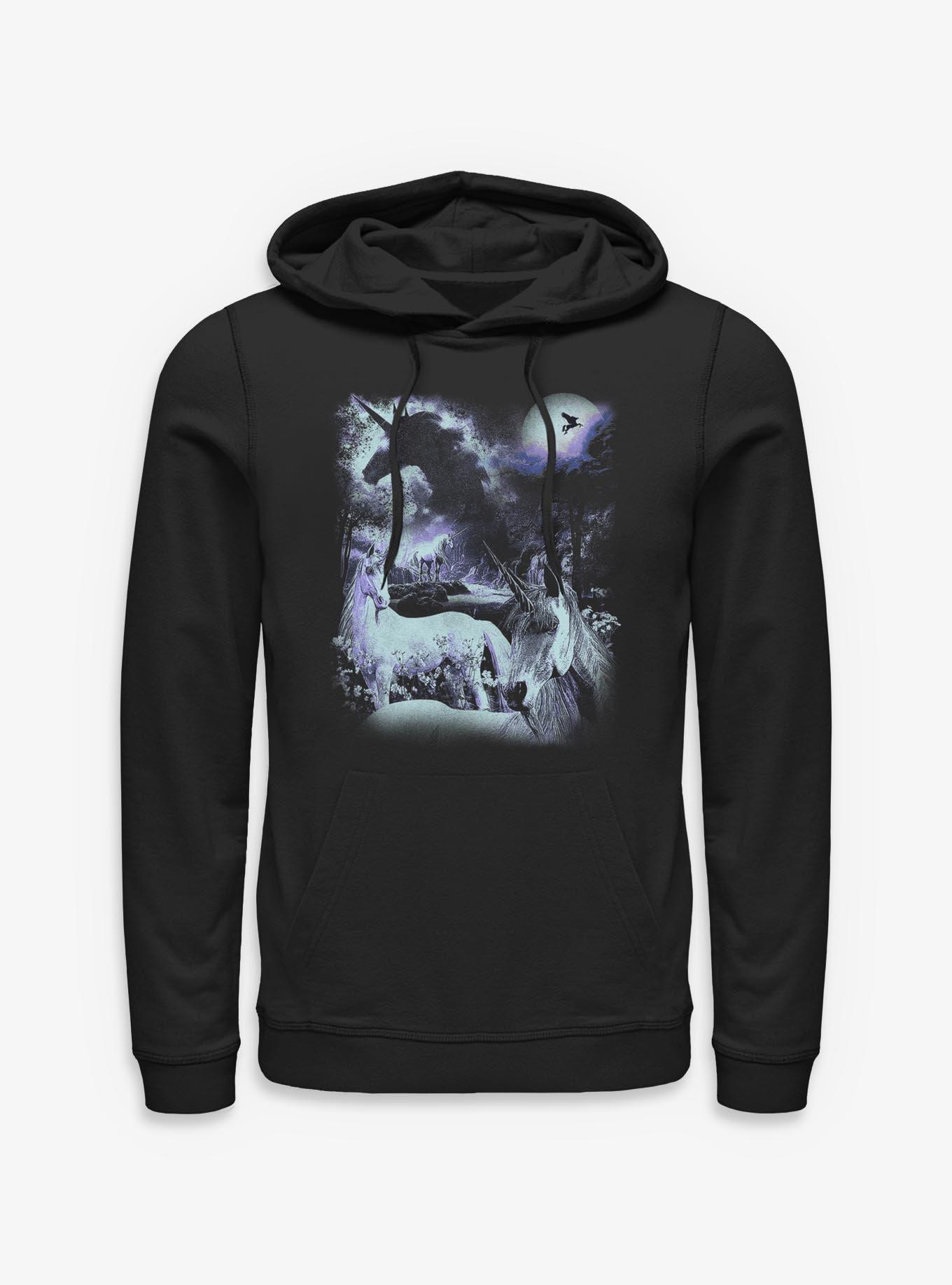 Unicorns In The Moonlight Hoodie BoxLunch Exclusive, BLACK, hi-res view 1