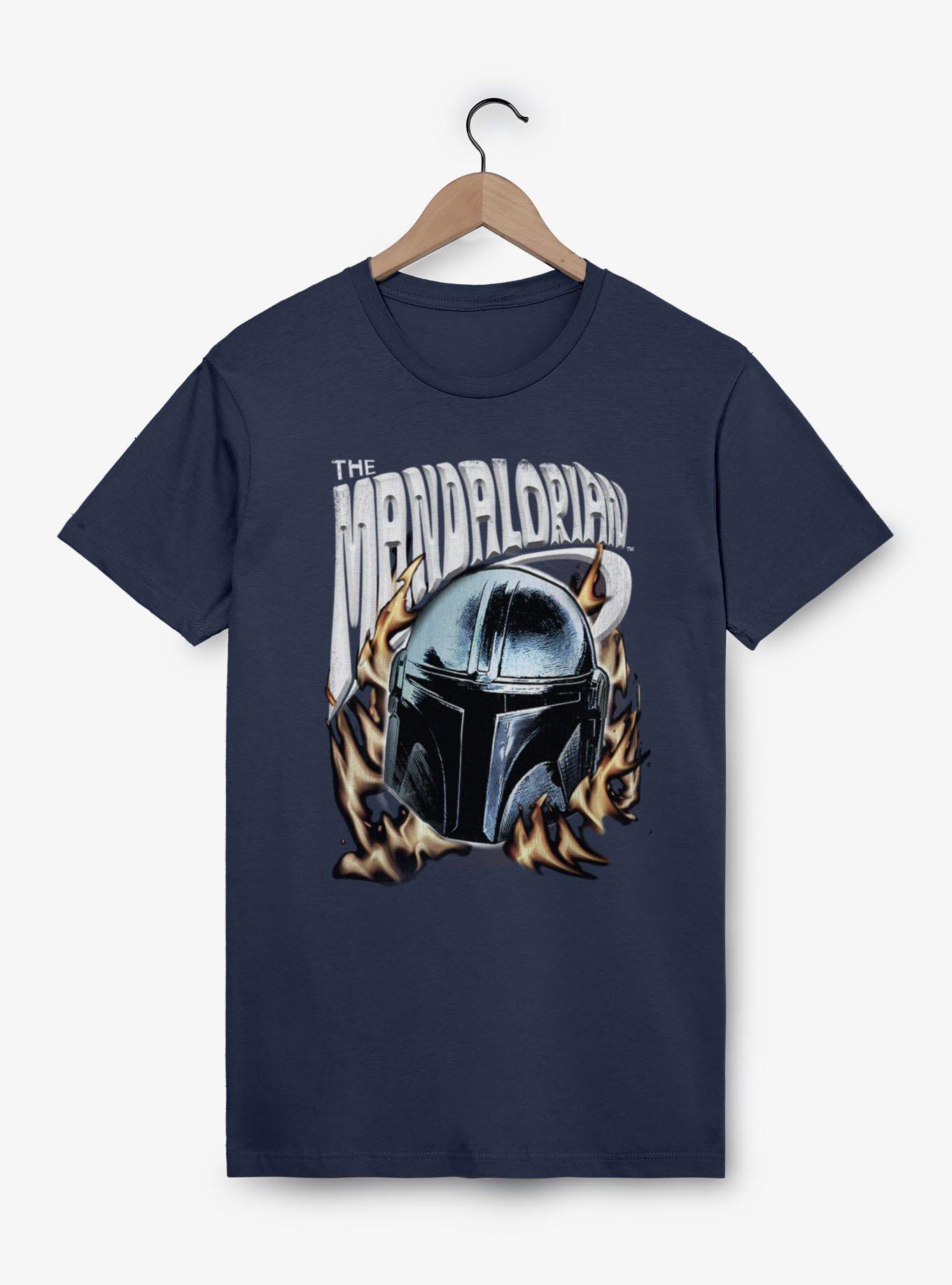 Star Wars The Mandalorian Helmet In Flames T-Shirt, MIDNIGHT NAVY, hi-res view 1