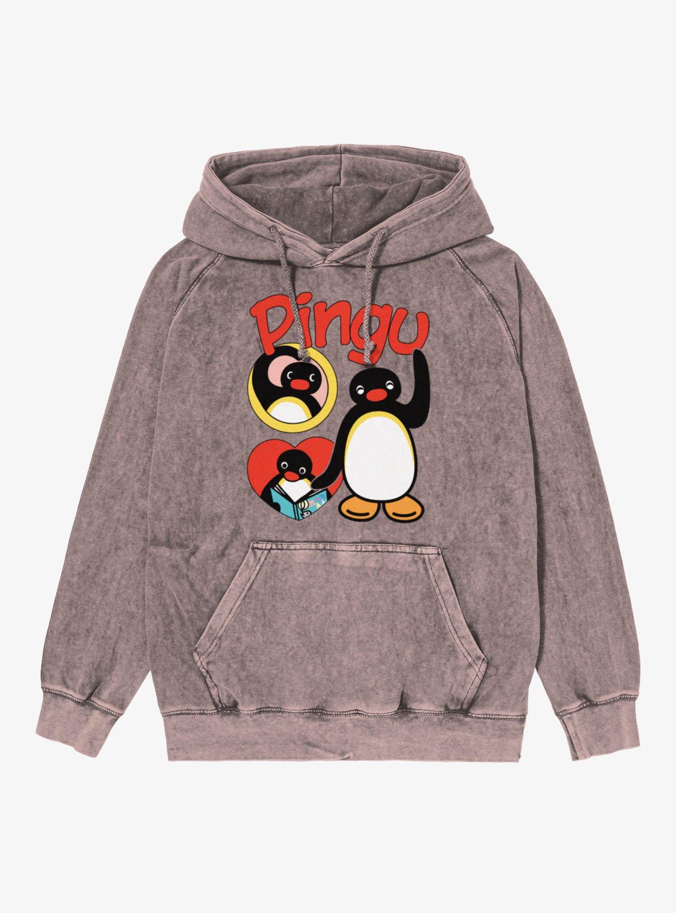 Pingu Heart Happy Pingu Waves Mineral Wash Hoodie, DUSTY ROSE, hi-res view 1