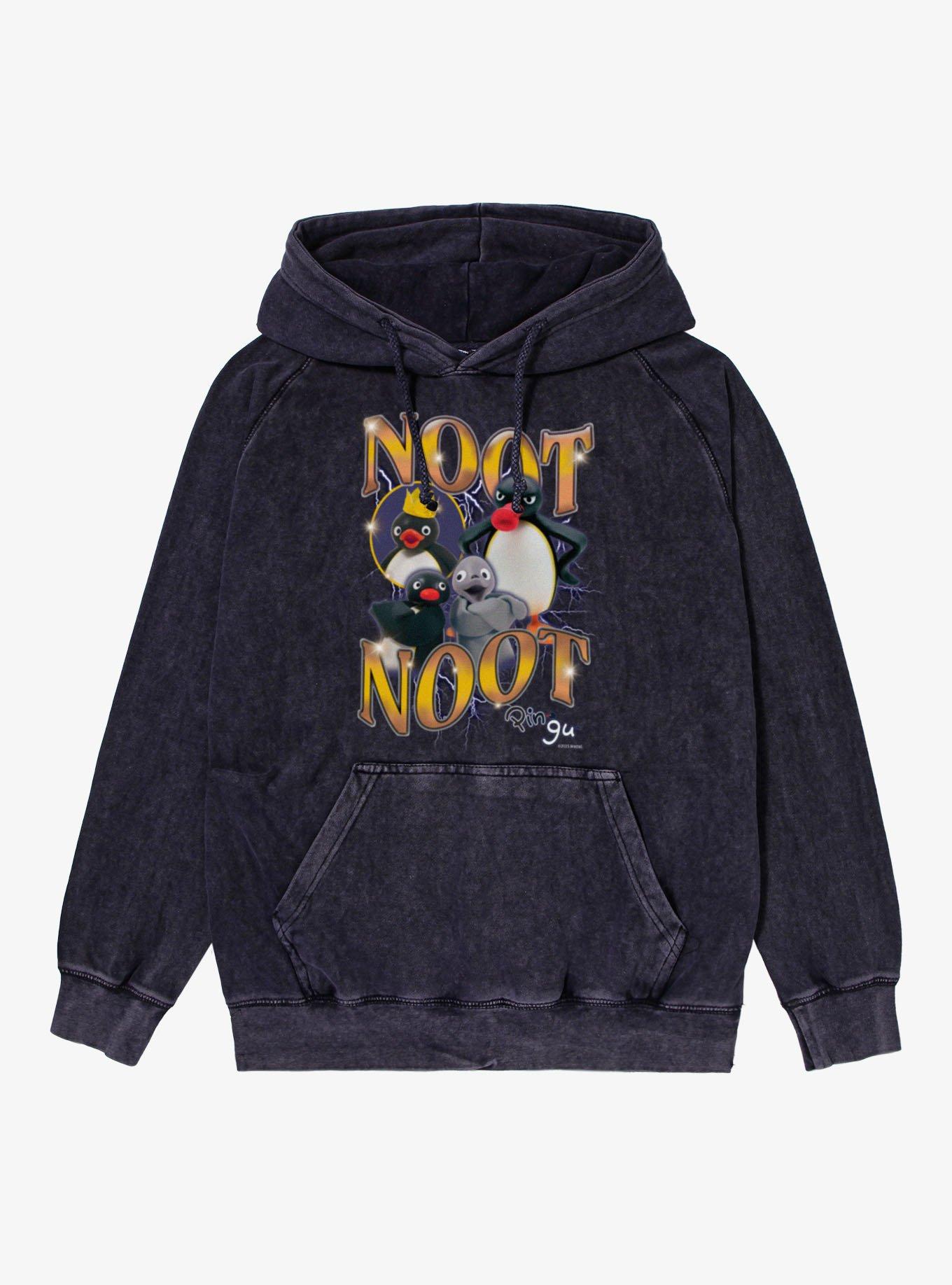 Pingu Noot Lightning With Seal And Crown Mineral Wash Hoodie, VINTAGE BLACK, hi-res view 1