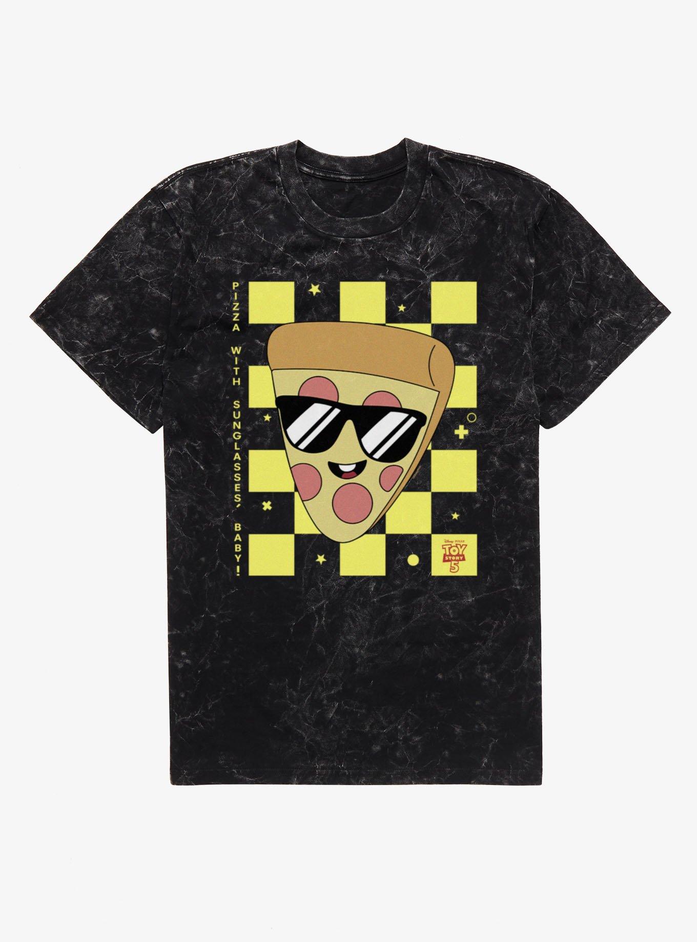 Disney Pixar Toy Story 5 Pizza Checkered On Squares Mineral Wash T-Shirt
