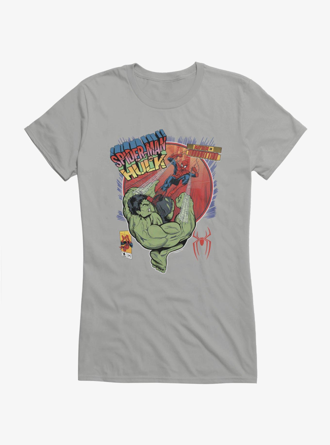 Marvel Spider-Man Brand New Day Mayhem In Manhattan Vs. Hulk Slingshot Kick Girls T-Shirt, , hi-res