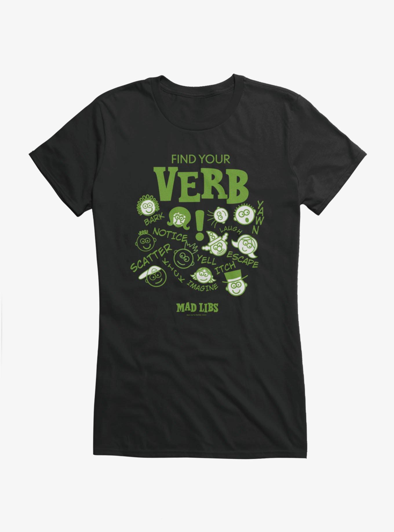 Mad Libs Find Your Verb Faces And Words Girls T-Shirt, , hi-res