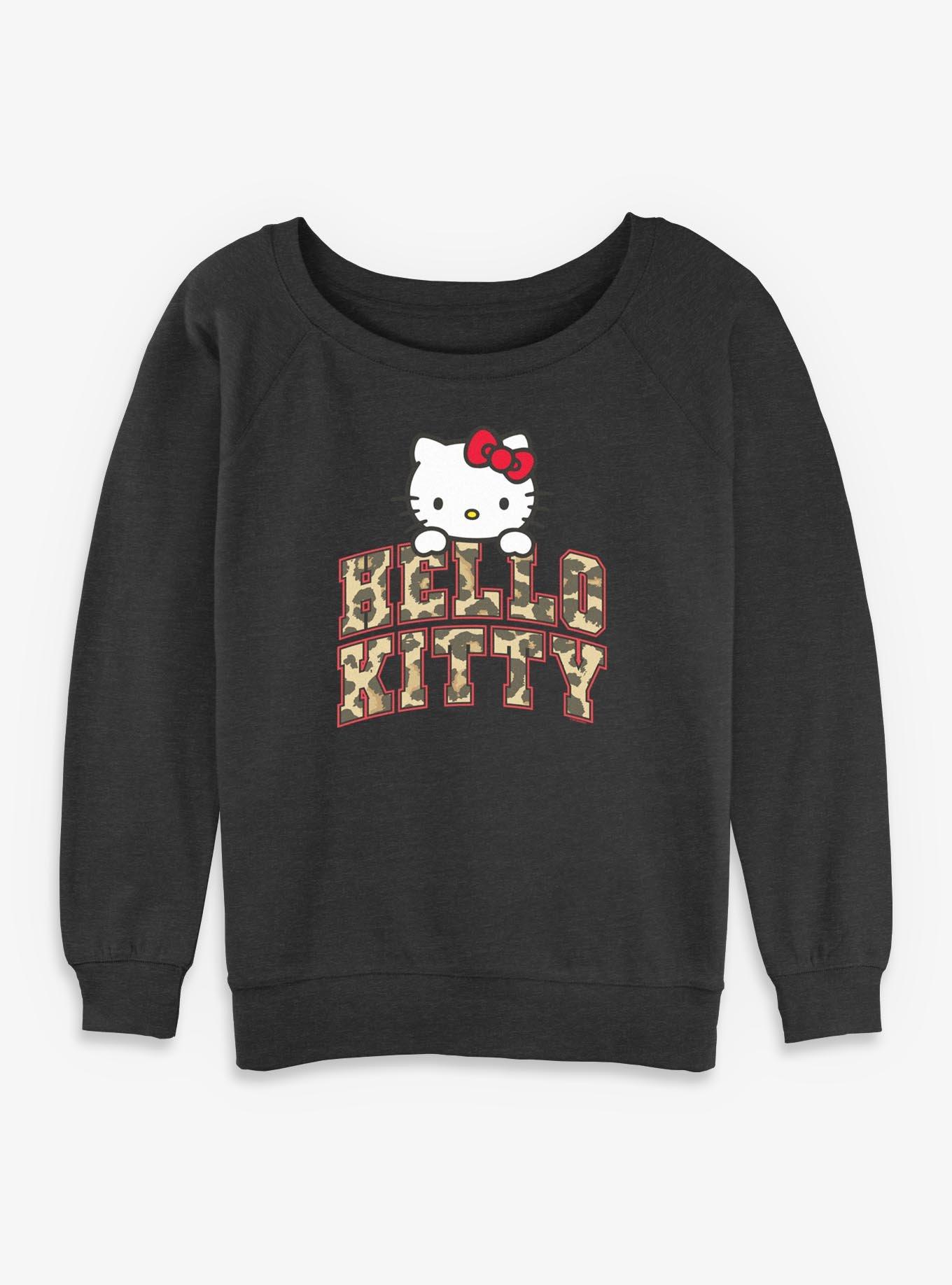 Sanrio Hello Kitty Animal Print Arch Womens Slouchy Sweatshirt, , hi-res
