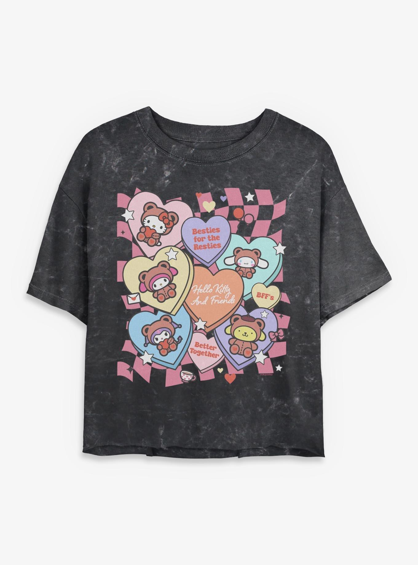 Sanrio Hello Kitty Besties For Resties Mineral Wash Womens Crop T-Shirt, , hi-res