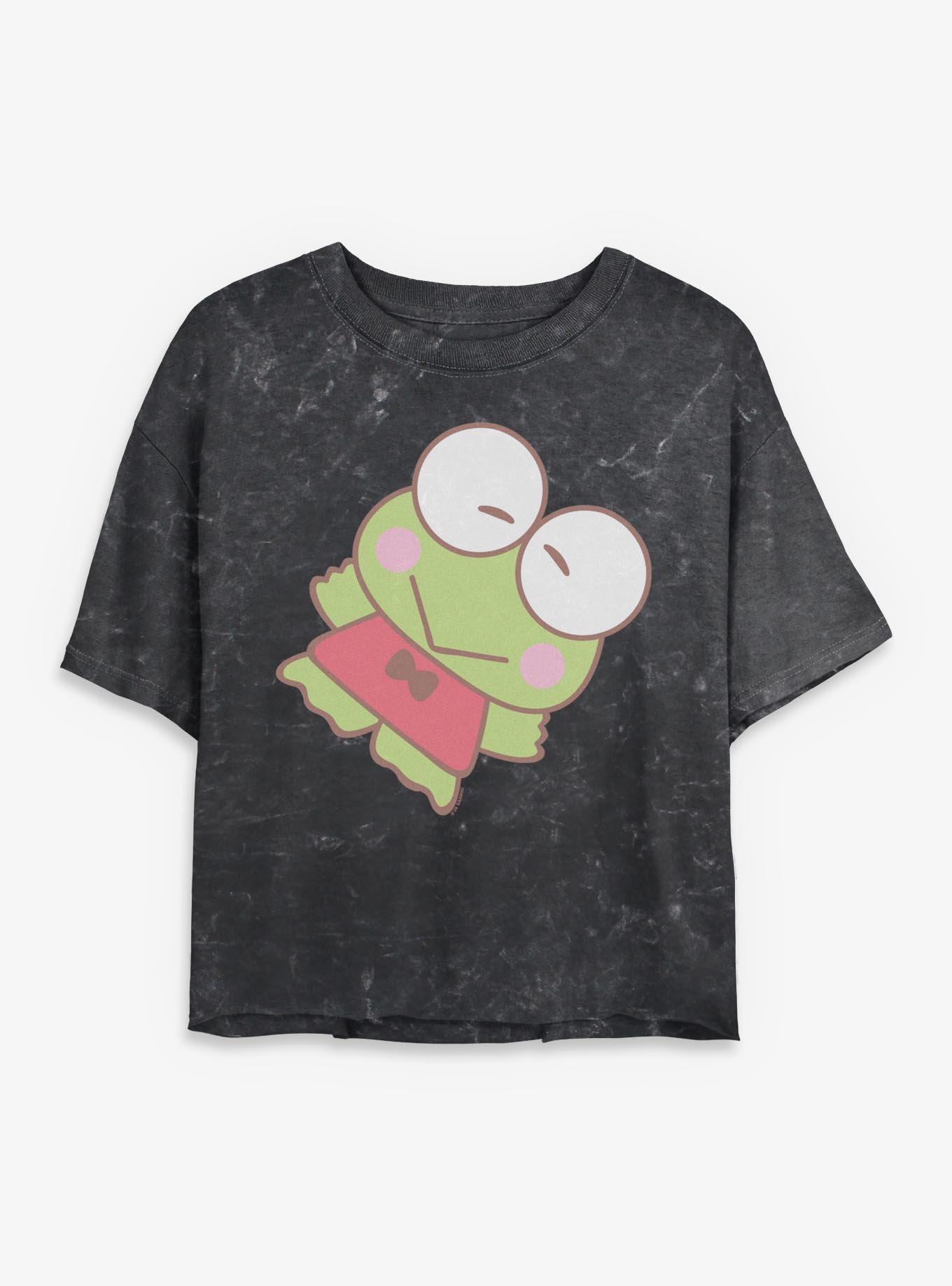 Sanrio Hello Kitty Big Keroppi Mineral Wash Womens Crop T-Shirt, , hi-res