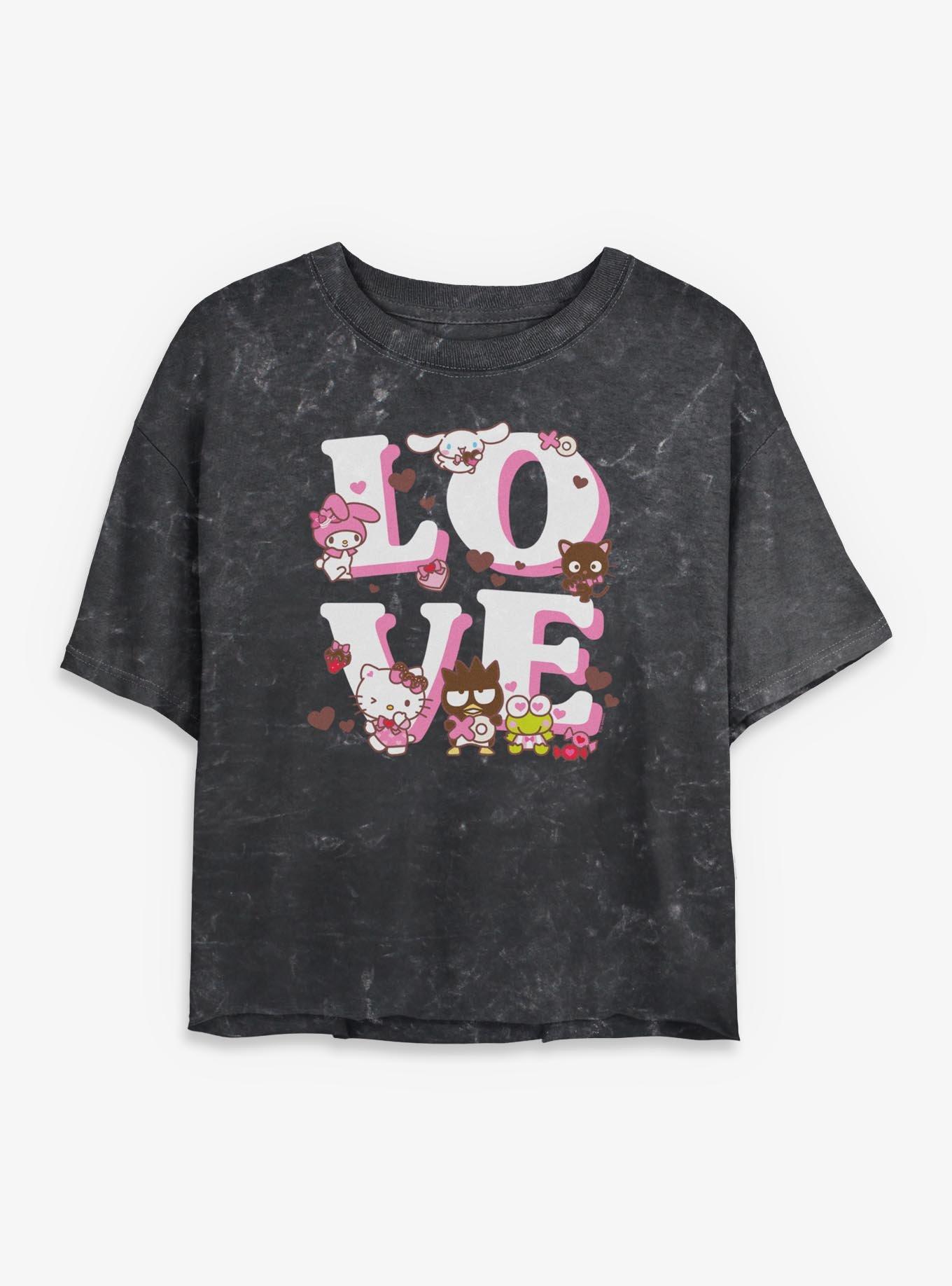 Sanrio Hello Kitty Lovely Mineral Wash Womens Crop T-Shirt, , hi-res