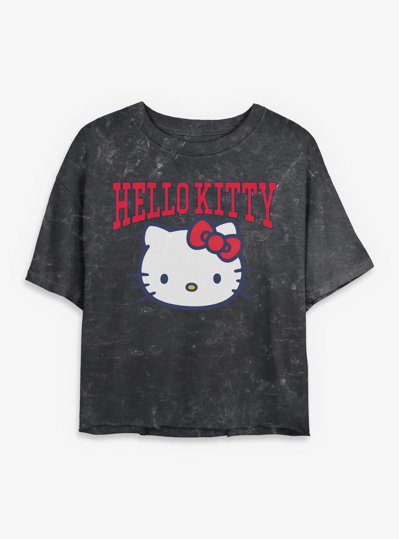 Sanrio Hello Kitty Classic Head Mineral Wash Womens Crop T-Shirt, , hi-res