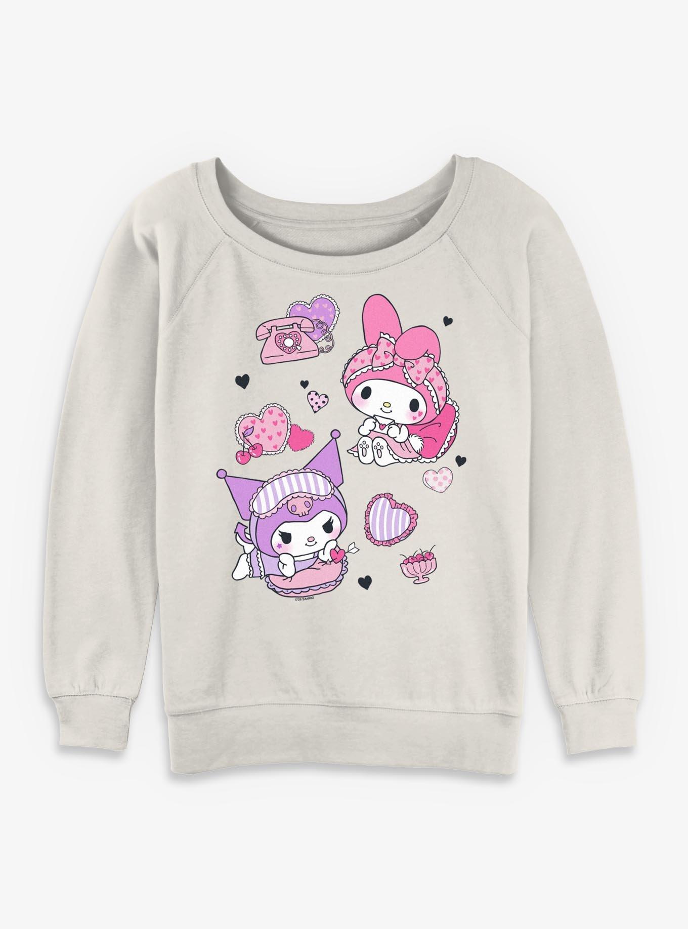 Sanrio Hello Kitty Sleepover Fun My Melody Kuromi Womens Slouchy Sweatshirt, , hi-res