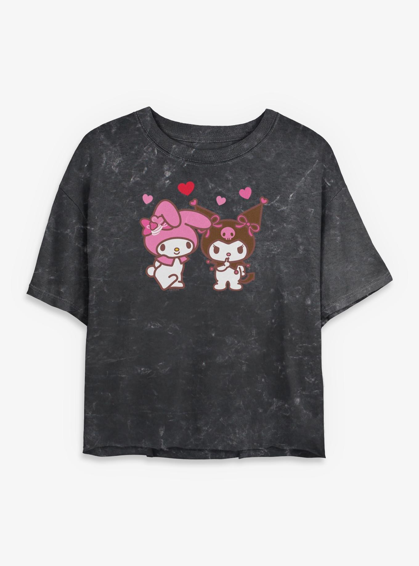 Sanrio Hello Kitty Kuromi N Melody Mineral Wash Womens Crop T-Shirt, , hi-res