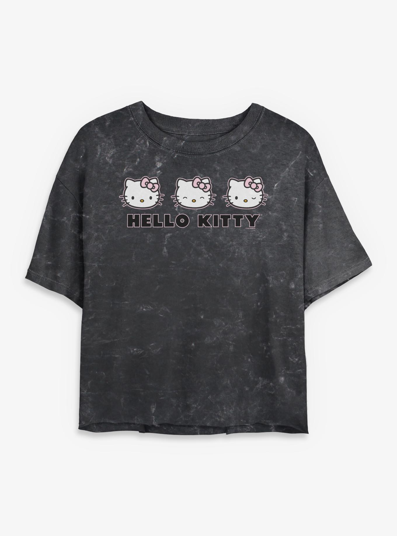 Sanrio Hello Kitty Expressions Mineral Wash Womens Crop T-Shirt, , hi-res