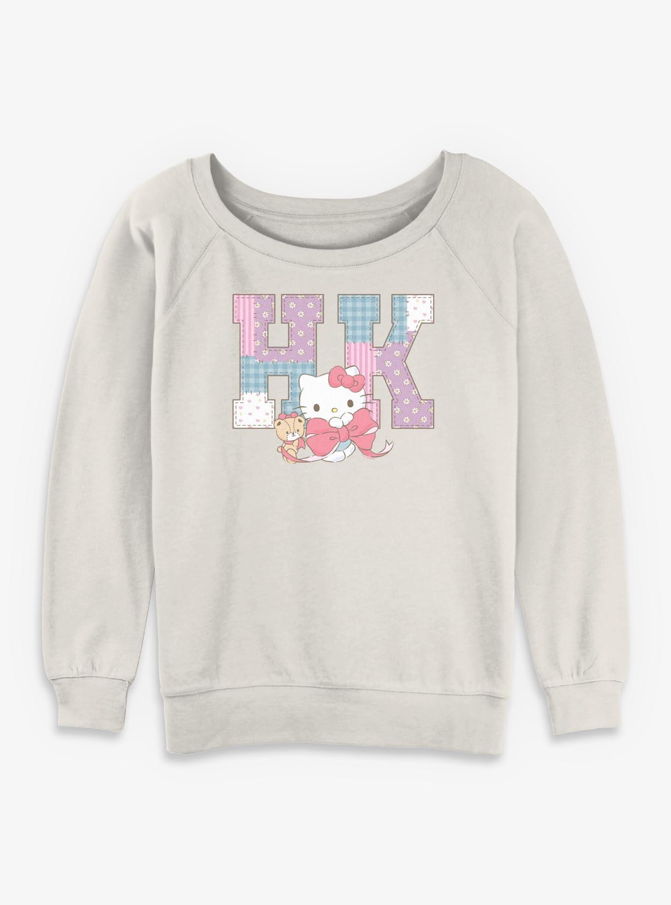 Sanrio Hello Kitty Patchwork Womens Slouchy Sweatshirt, , hi-res