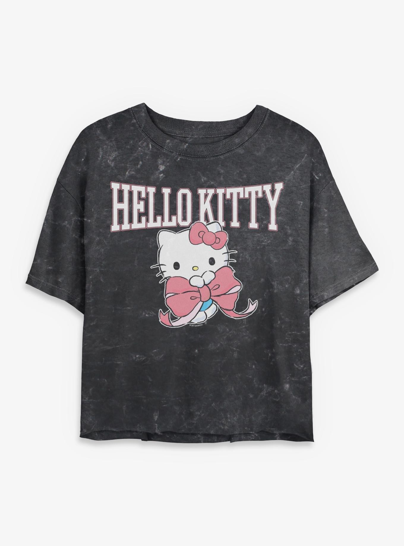 Sanrio Hello Kitty Collegiate Mineral Wash Womens Crop T-Shirt, , hi-res