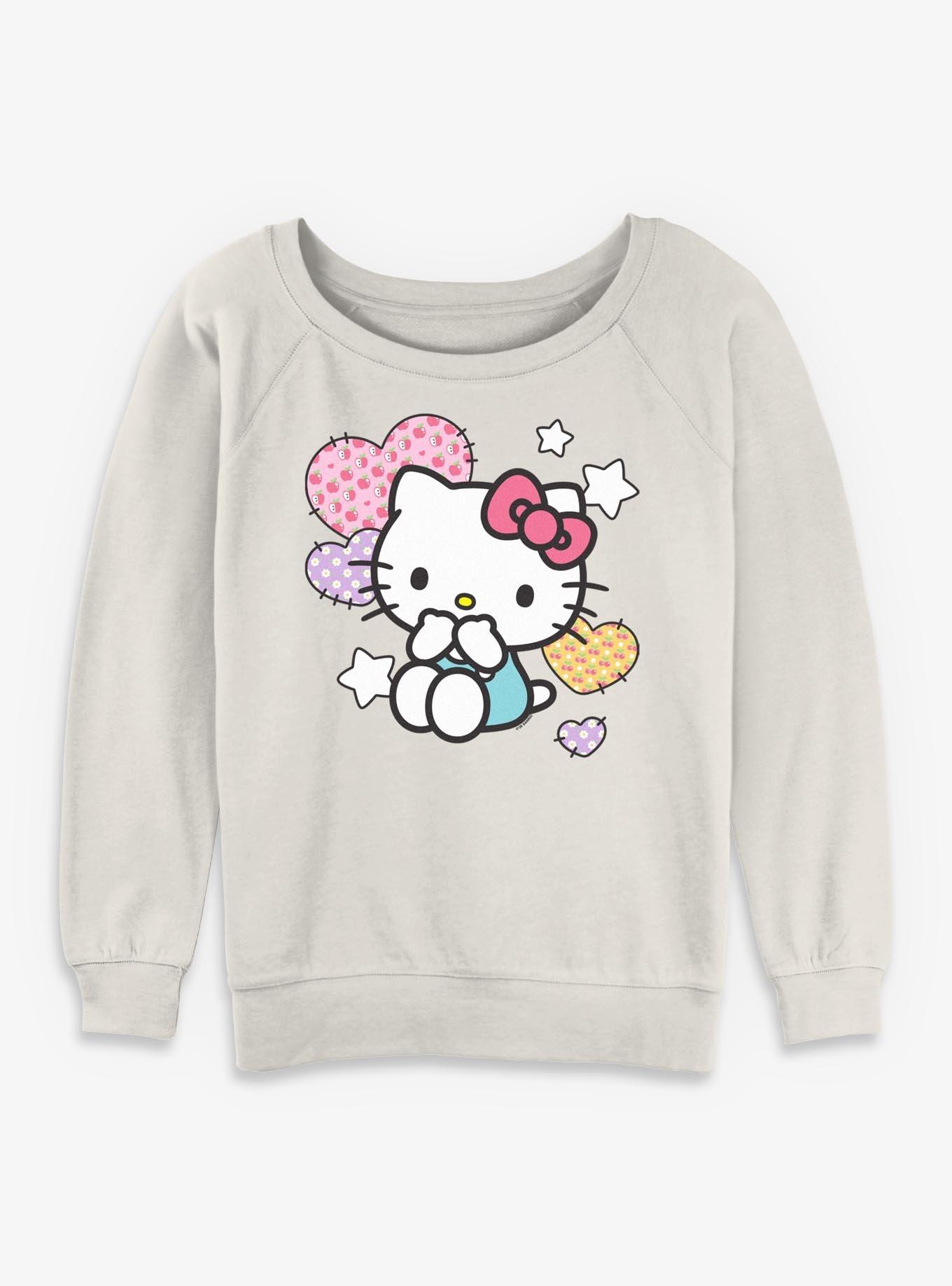 Sanrio Hello Kitty Patch Hearts Womens Slouchy Sweatshirt, , hi-res